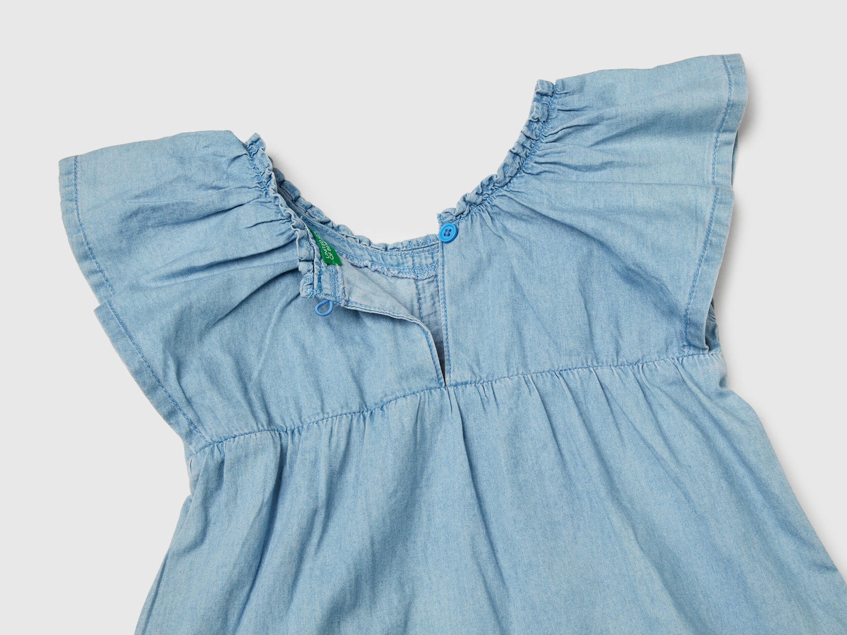 Benetton_Dress in Chambray with Frill_4DHJGV02H_901_03