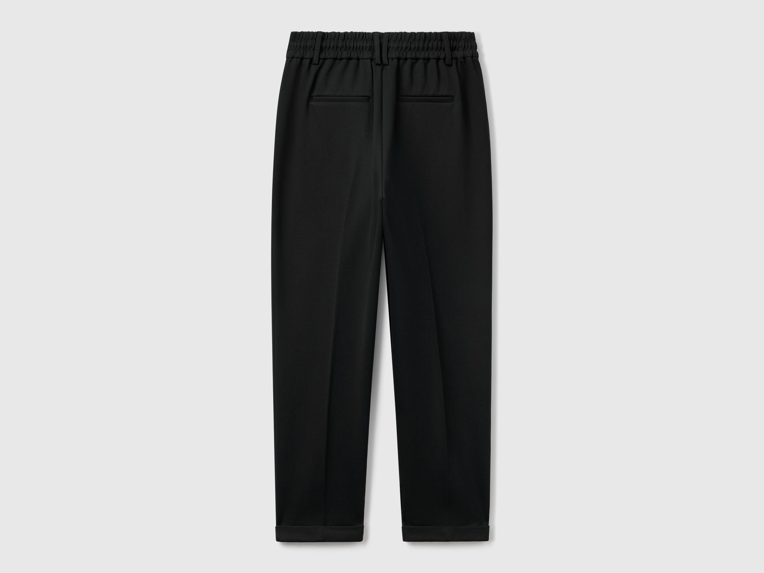 Benetton_Black_Yarn Dyed Trousers with Drawstring_4DI4DF00J_100_05