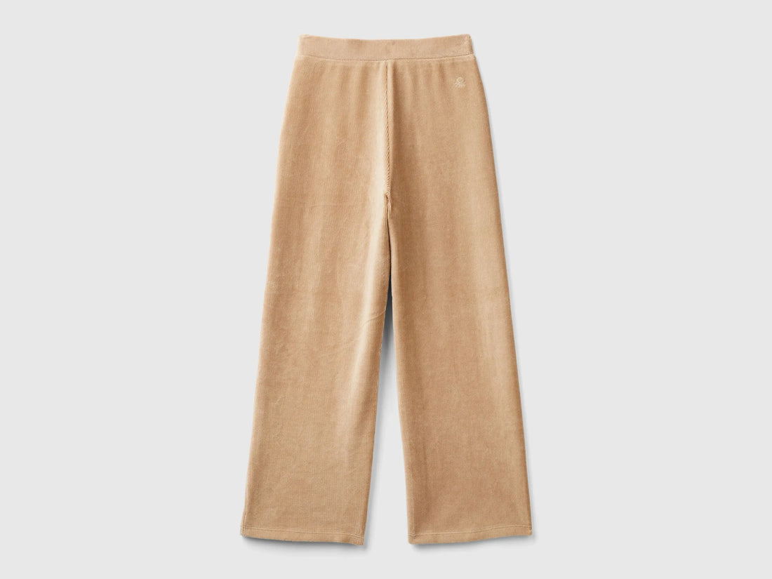 Benetton_Beige_Wide Chenille Trousers_4DZBCF02Q_1K3_02