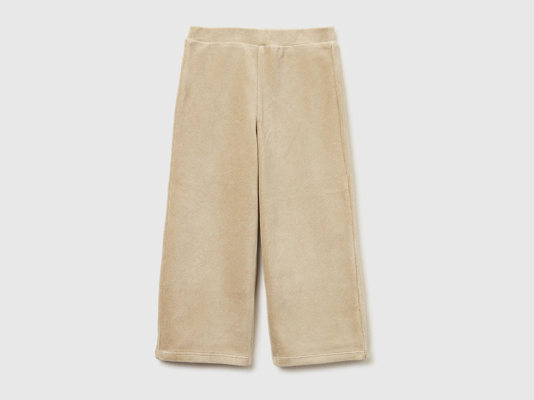 Benetton_Beige_Wide Chenille Trousers_4DZBGF01E_1K3_01