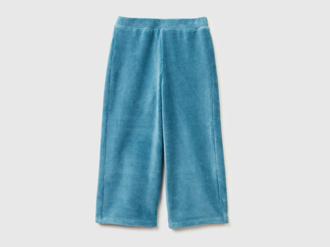 Benetton_Turquoise_Wide Chenille Trousers_4DZBGF01E_2H6_01