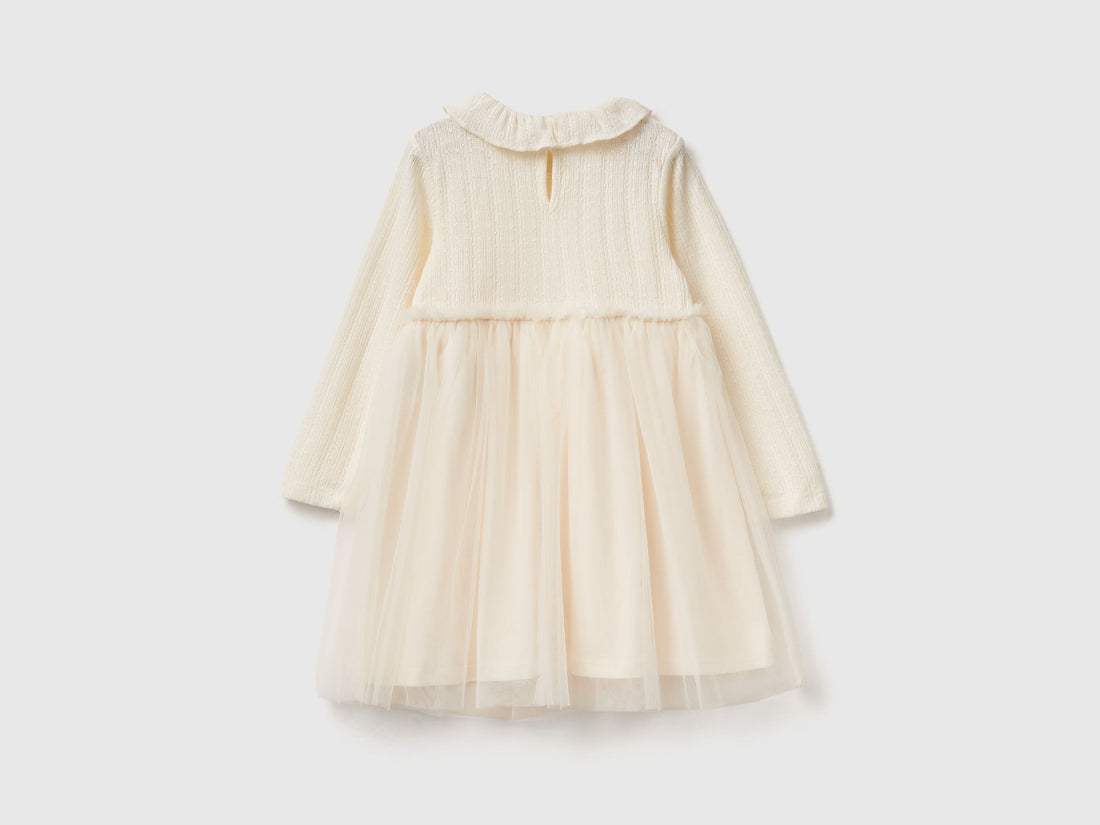 Benetton_Creamy White_Dress with Tulle Collar_4JACGV02J_0R2_02