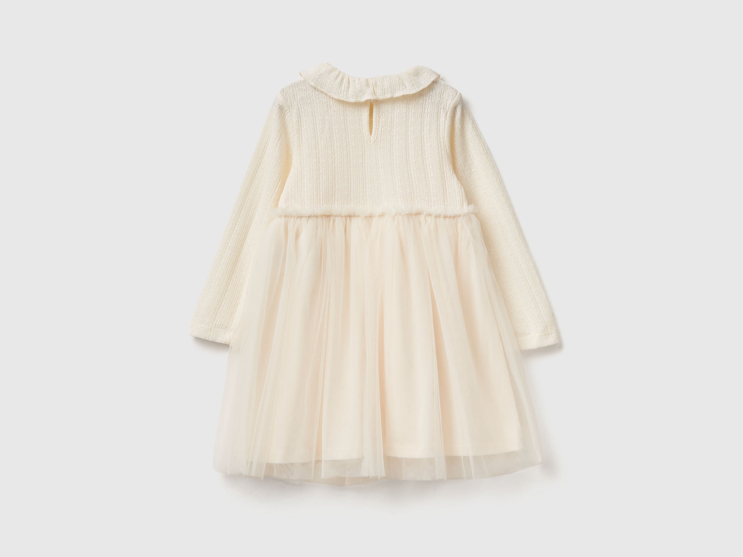 Benetton_Creamy White_Dress with Tulle Collar_4JACGV02J_0R2_02
