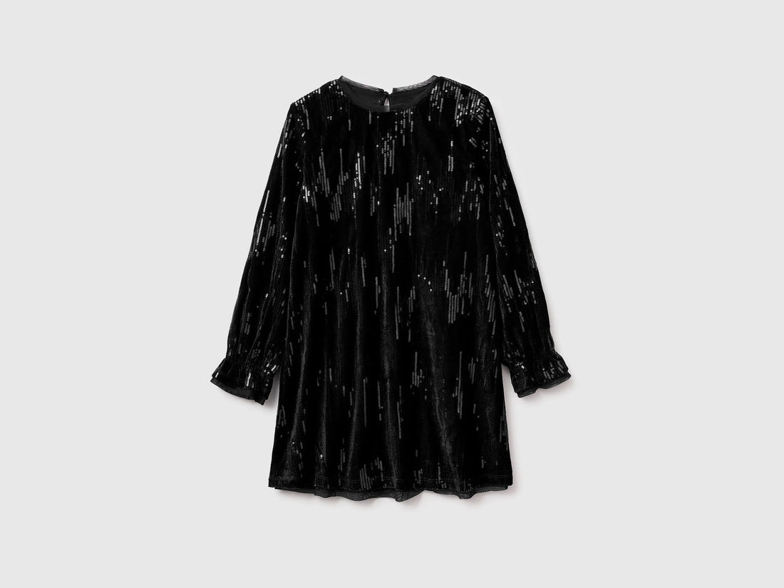 Benetton_Black_Velvet Dress with Sequins_4OZGCV03P_100_01