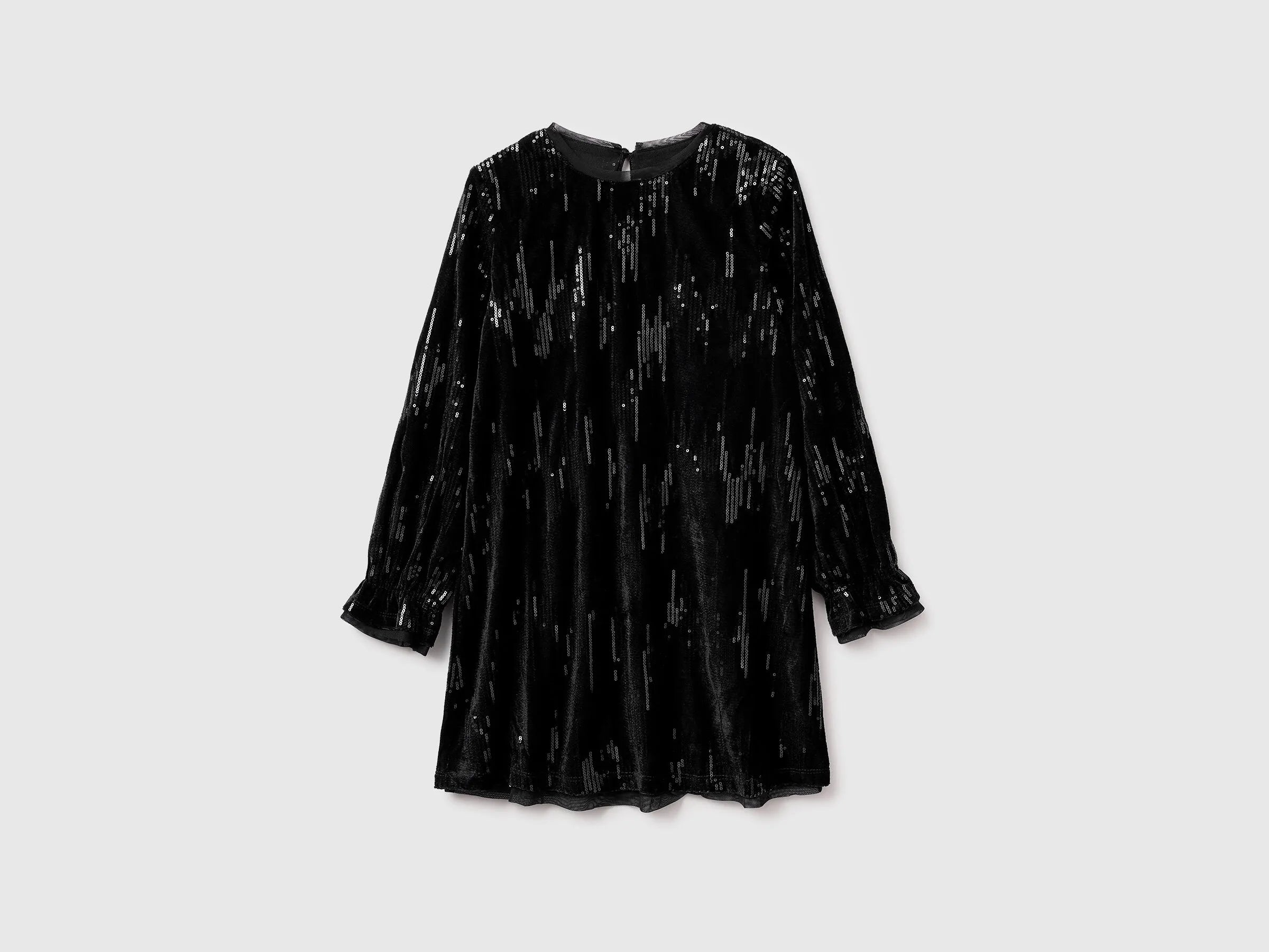 Benetton_Black_Velvet Dress with Sequins_4OZGCV03P_100_01