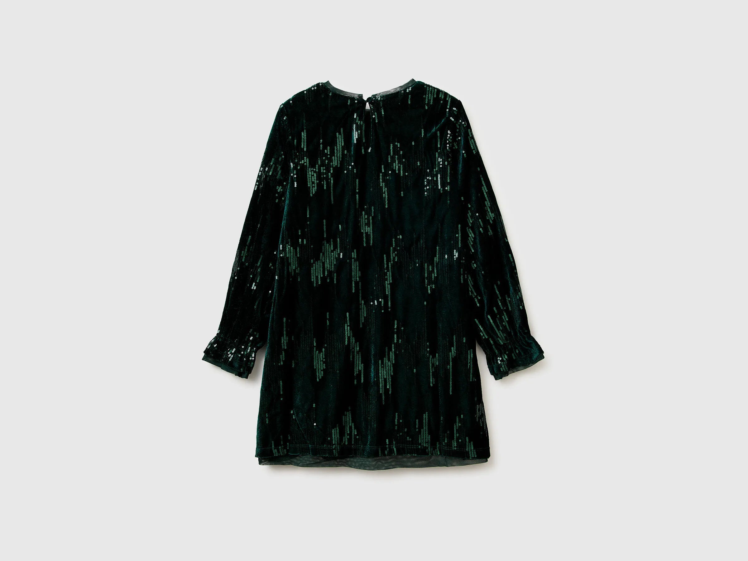 Benetton_Dark Green_Velvet Dress with Sequins_4OZGCV03P_901_02