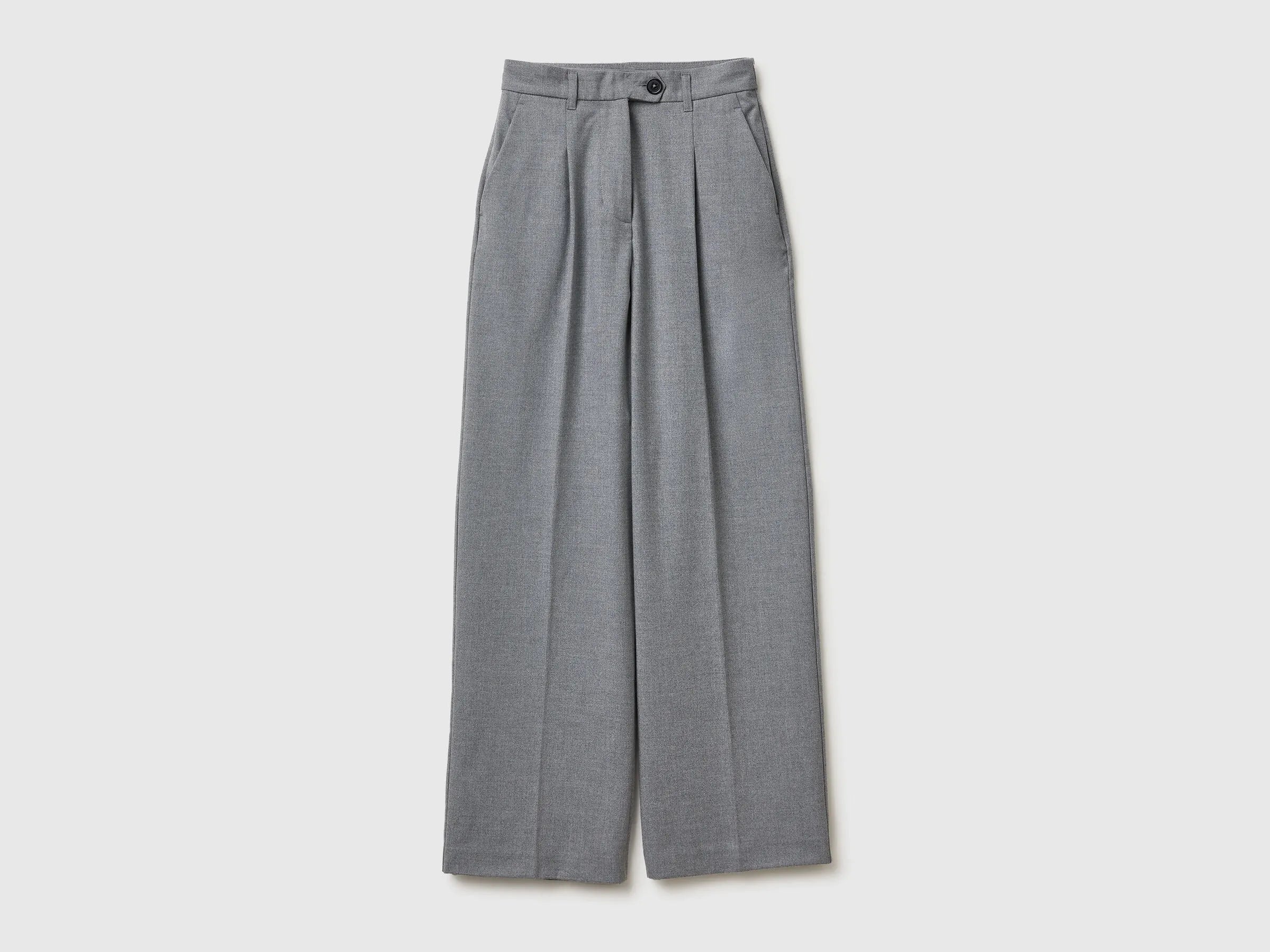 Benetton_Gray_Wide Flannel Trousers_4QIKDF0AC_907_05
