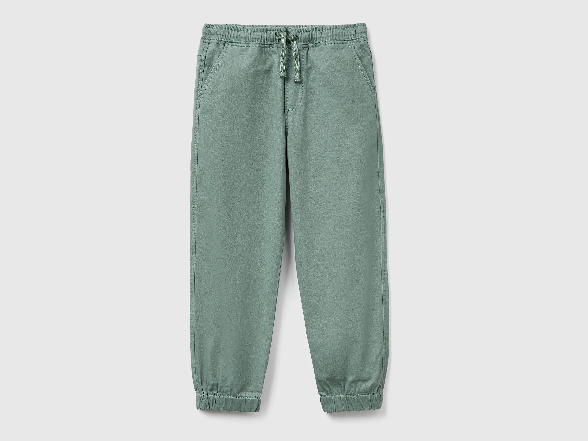 Benetton_Military Green_Stretch Cotton Joggers with Drawstring_4RHPCF03L_075_01