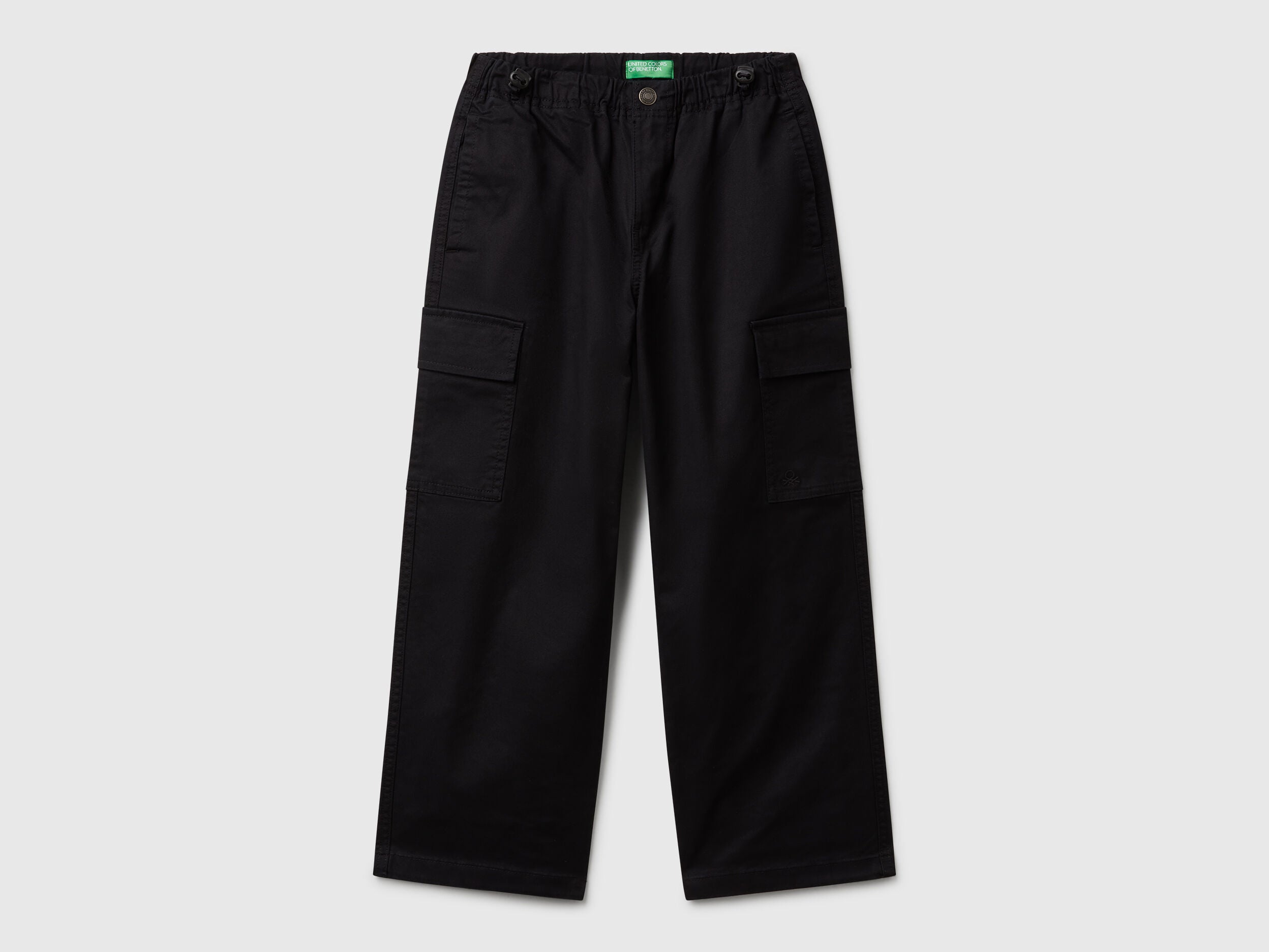 Benetton_Black_Parachute Trousers in Stretch Cotton_4XZXCF04I_100_01