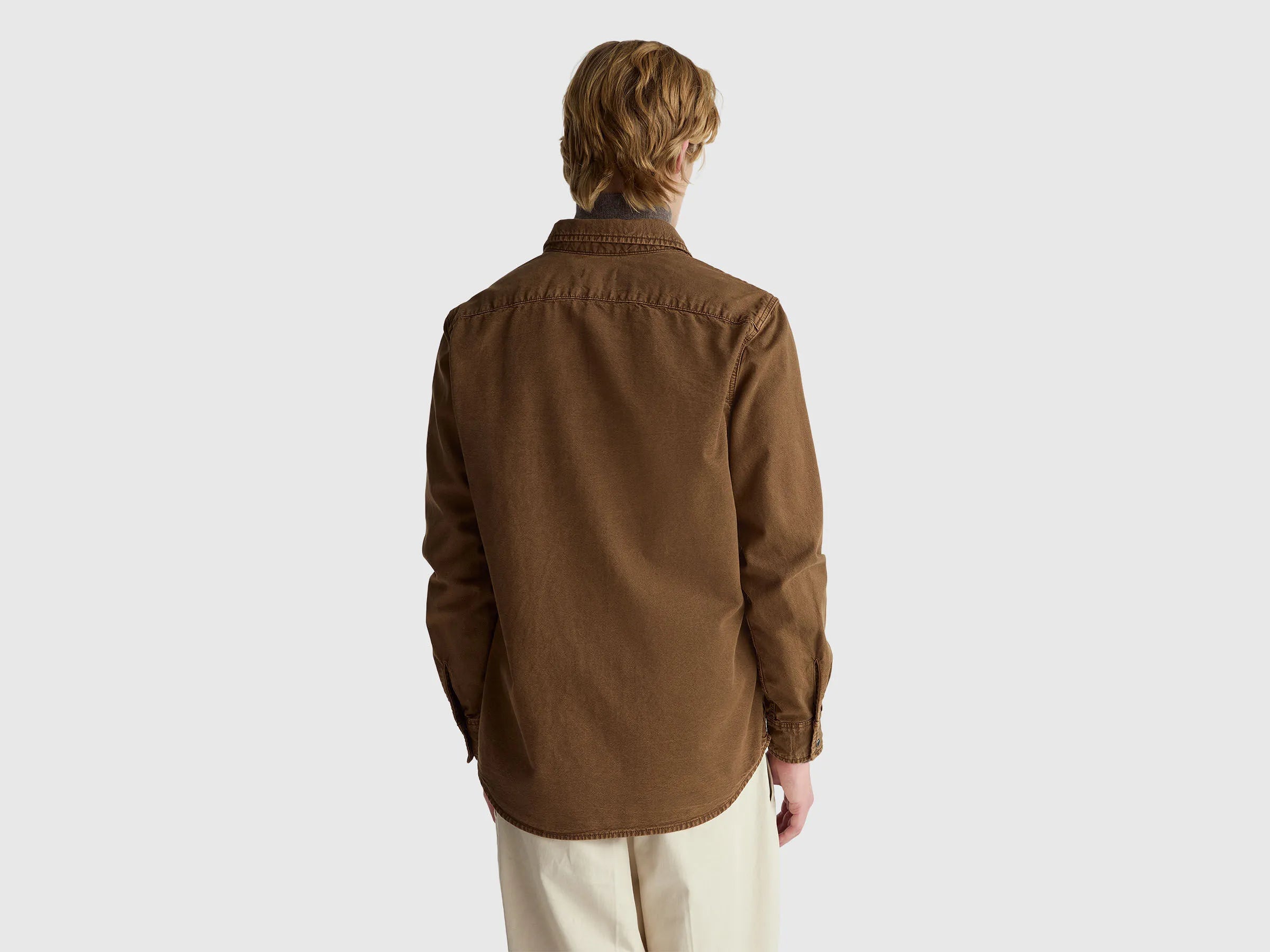 Benetton_Brown_Slim Fit Shirt in 100% Cotton_500VUQ06H_7J9_02