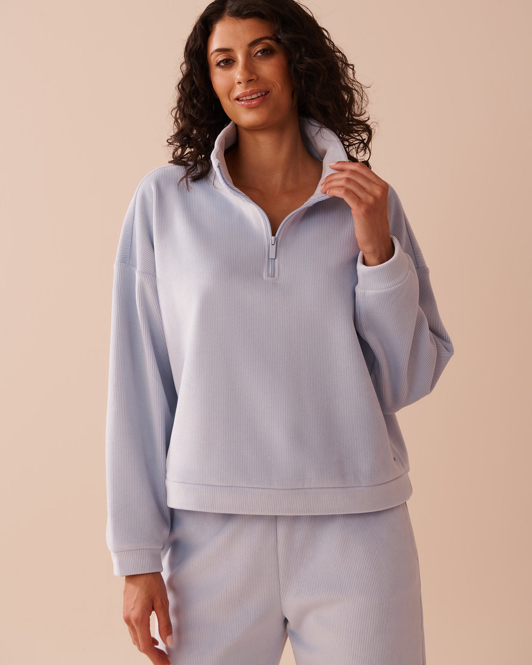 La Vie en Rose_Heavy Ribbed Half-Zip Sweatshirt_50100098_40049_01