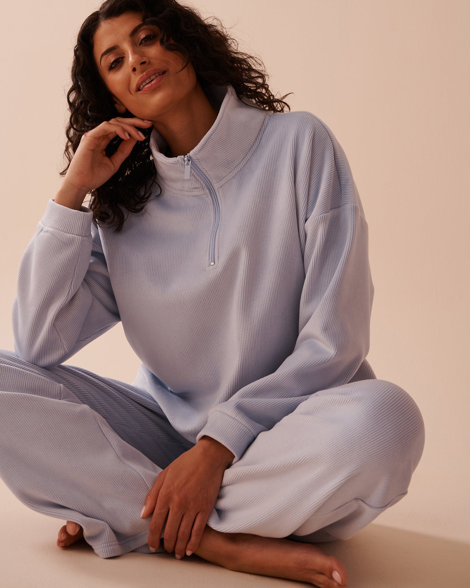 La Vie en Rose_Heavy Ribbed Half-Zip Sweatshirt_50100098_40049_03