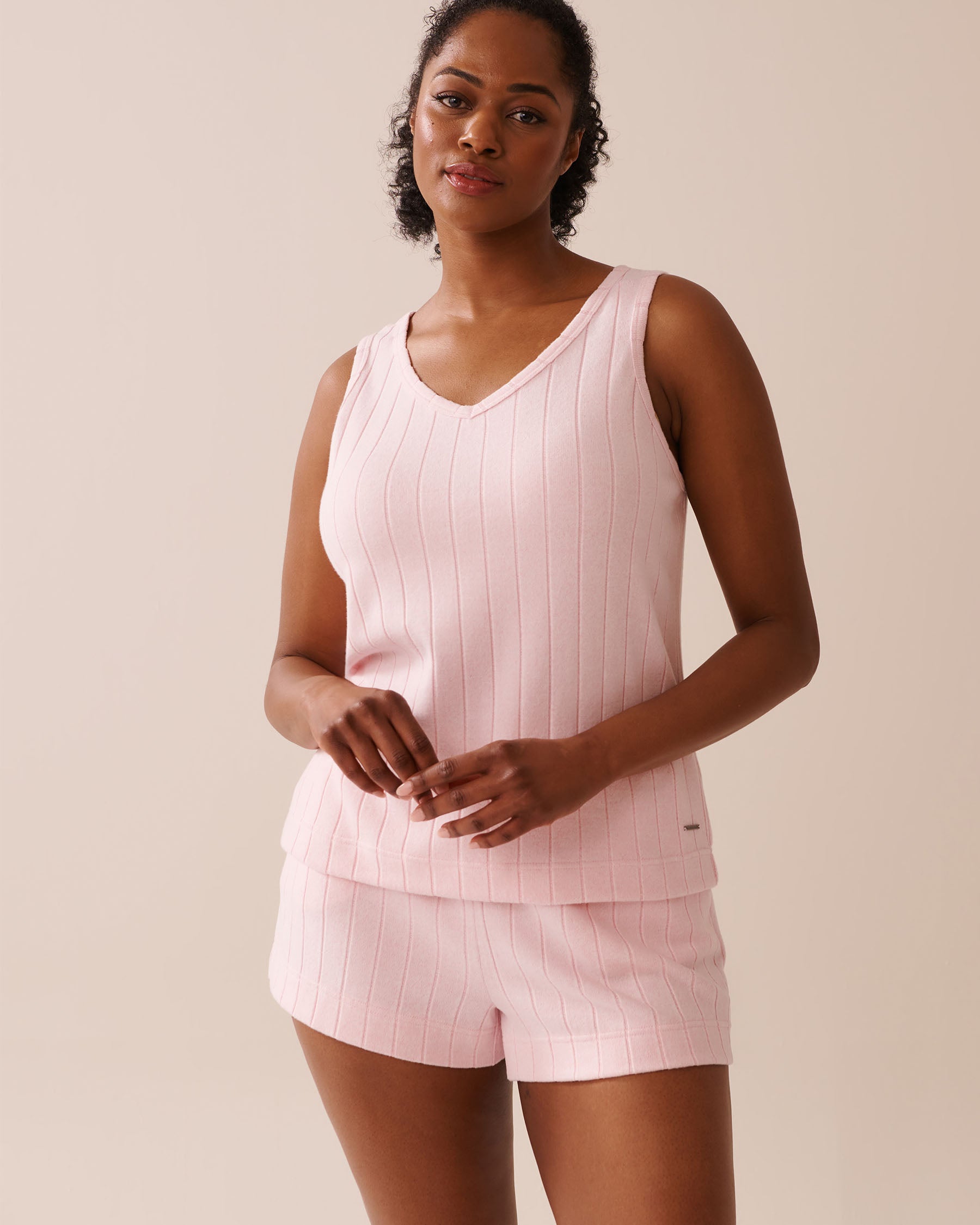 La Vie en Rose_Parfait Pink Mix_Ribbed V-neck Cami_50100111_60208_01