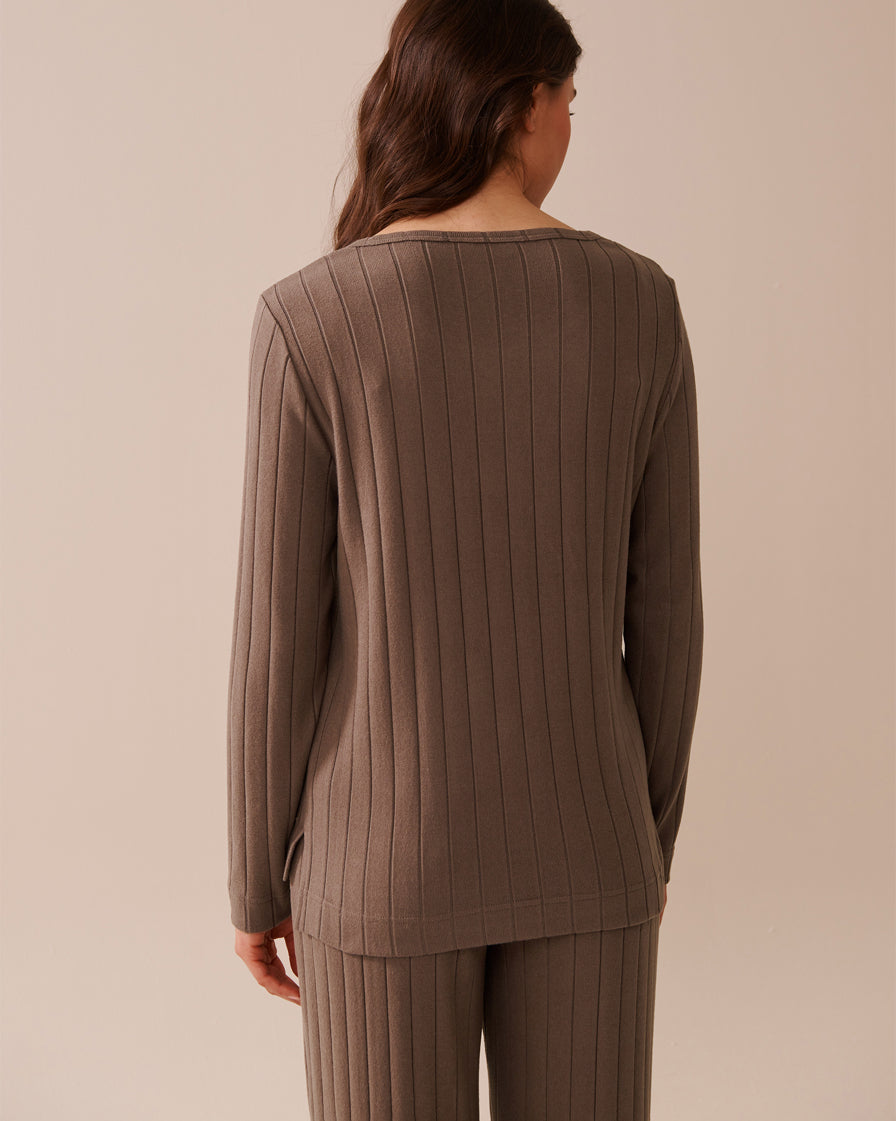 La Vie en Rose_Deep Taupe_Ribbed Long Sleeve Shirt_50100112_20094_02