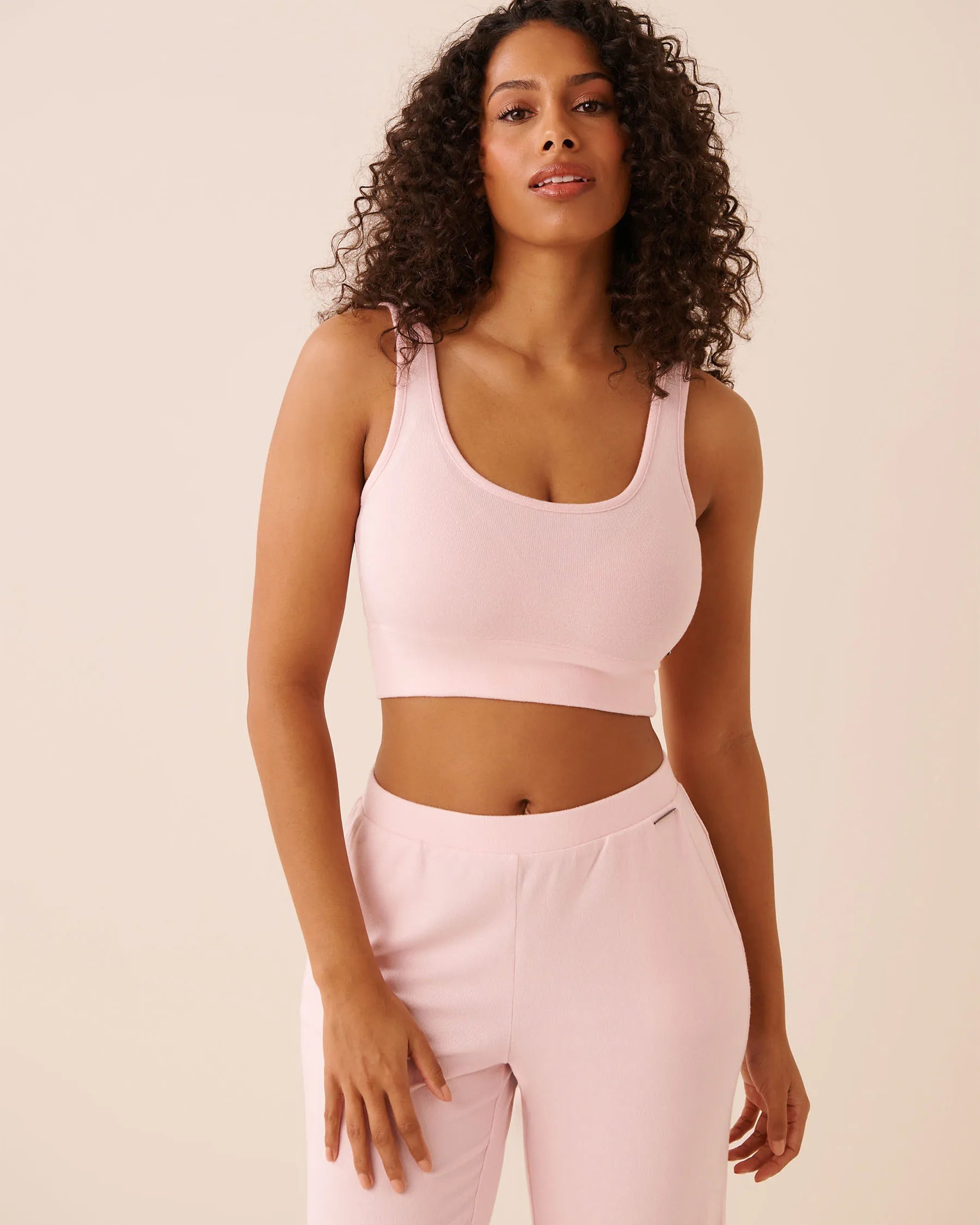 La Vie en Rose Chalk Pink Women Soft Knit Crop Cami SKU: 50100125_60042 Image 01