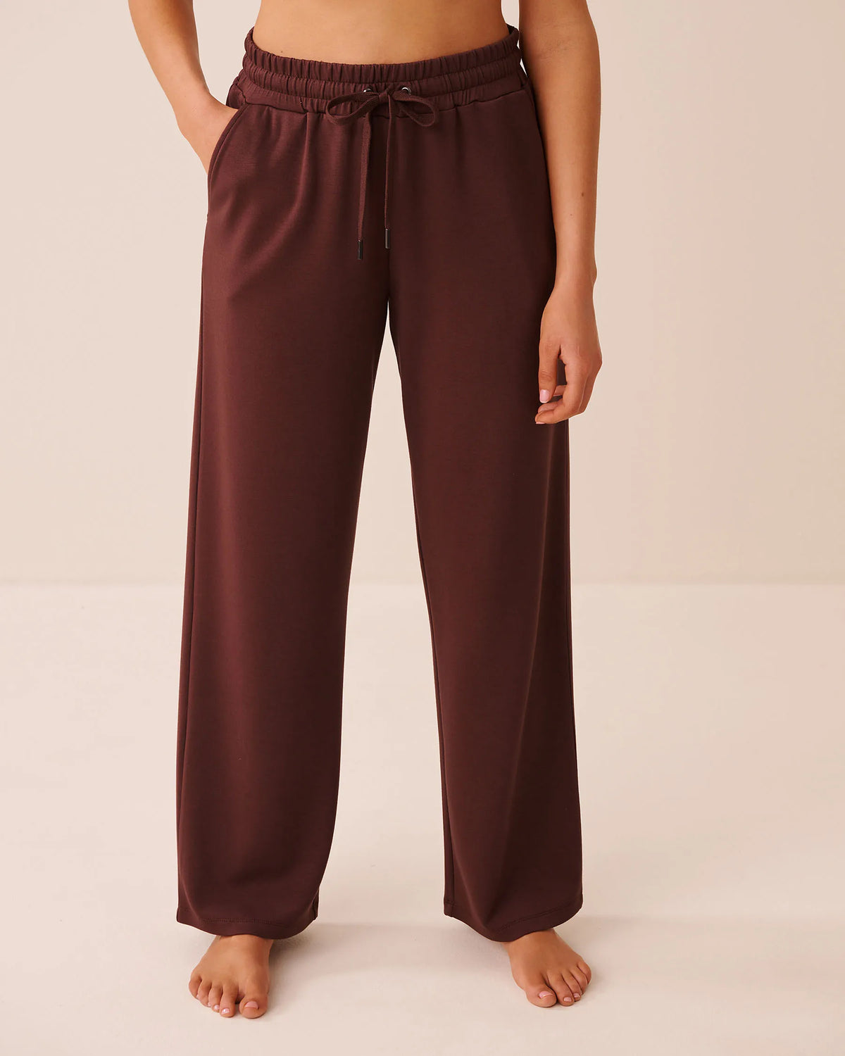 La Vie en Rose Brown Stone Women Double-Knit Pants SKU: 50200119_20131 Image 01