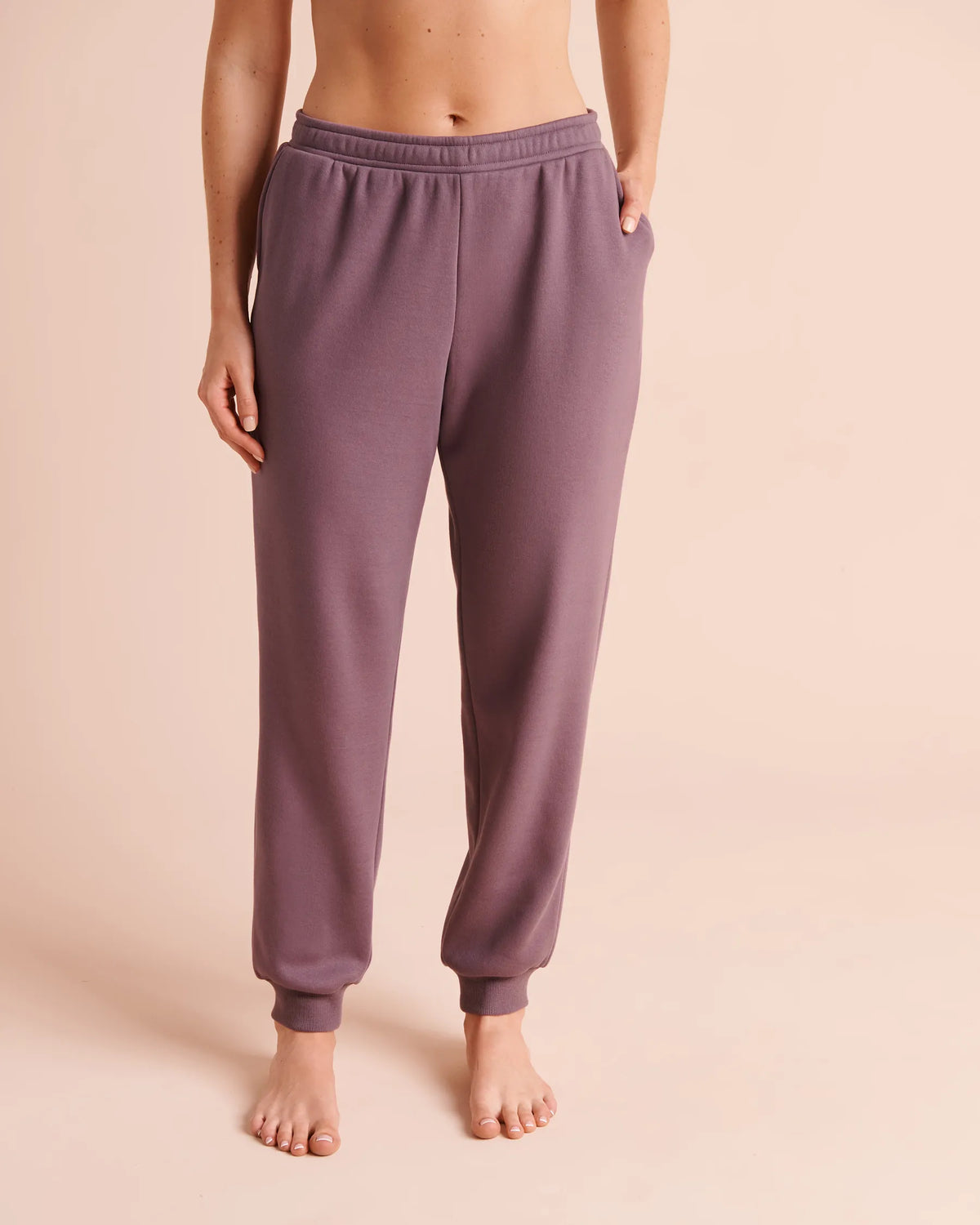 La Vie en Rose Black Plum Women Terry Fleece Jogger Pants SKU: 50200127_50006 Image 01