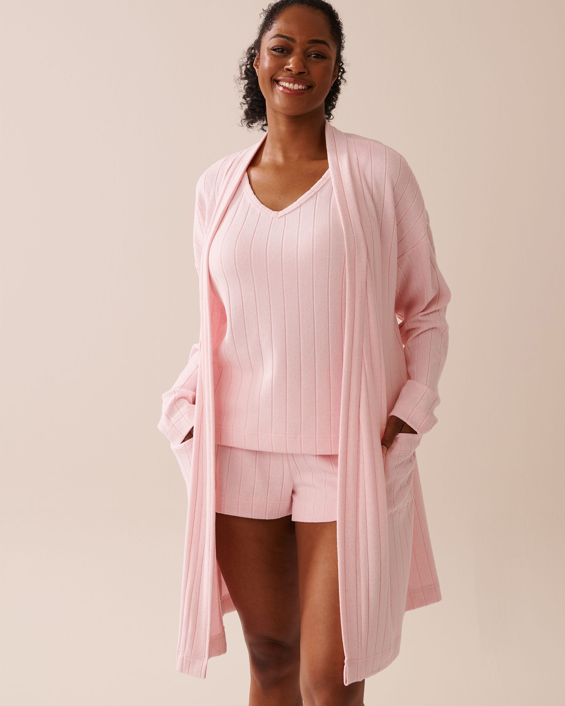 La Vie en Rose_Parfait Pink Mix_Ribbed Long Cardigan_50500015_60208_05