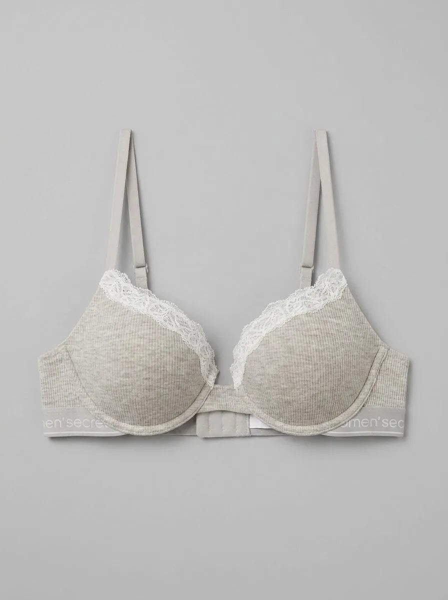 Women Secret Tan Women BEAUTIFUL Brown Ribbed Cotton Classic Bra in Different Cup Sizes SKU: 5053875_34 Image 00