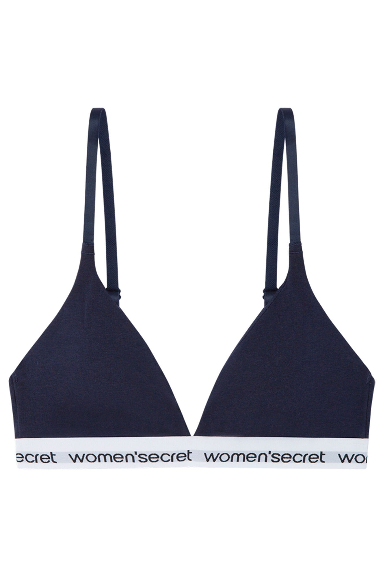 Women Secret_Lovely Triangle Bra Cotton Logo Navy Blue_5059786_10_07