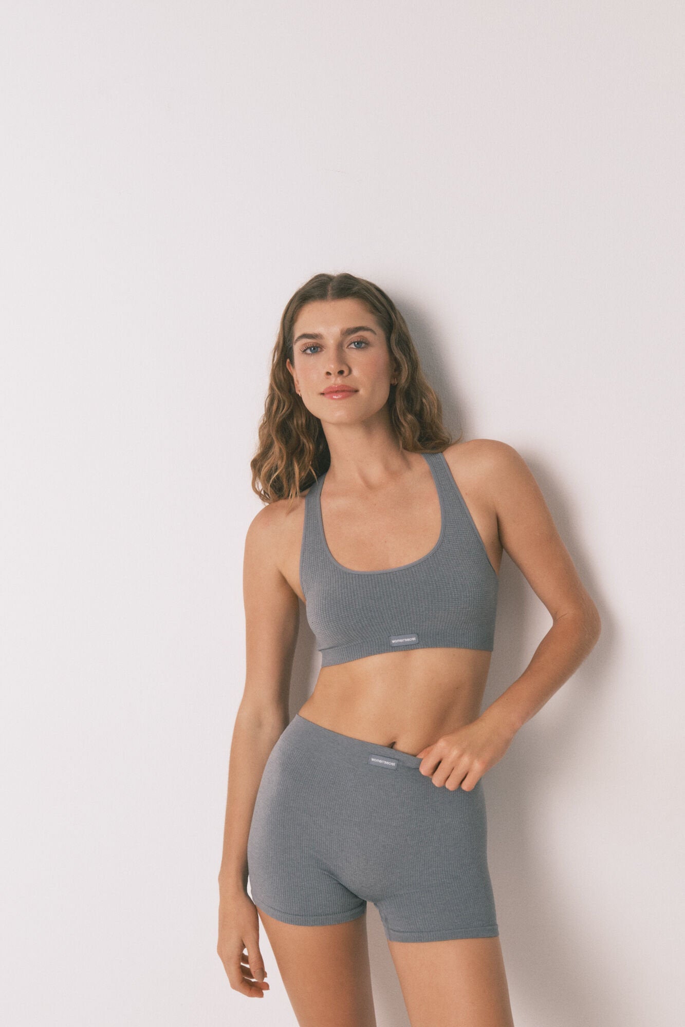 Women Secret_LOVELY Light Grey Checkered Seamless Top_5102007_47_04