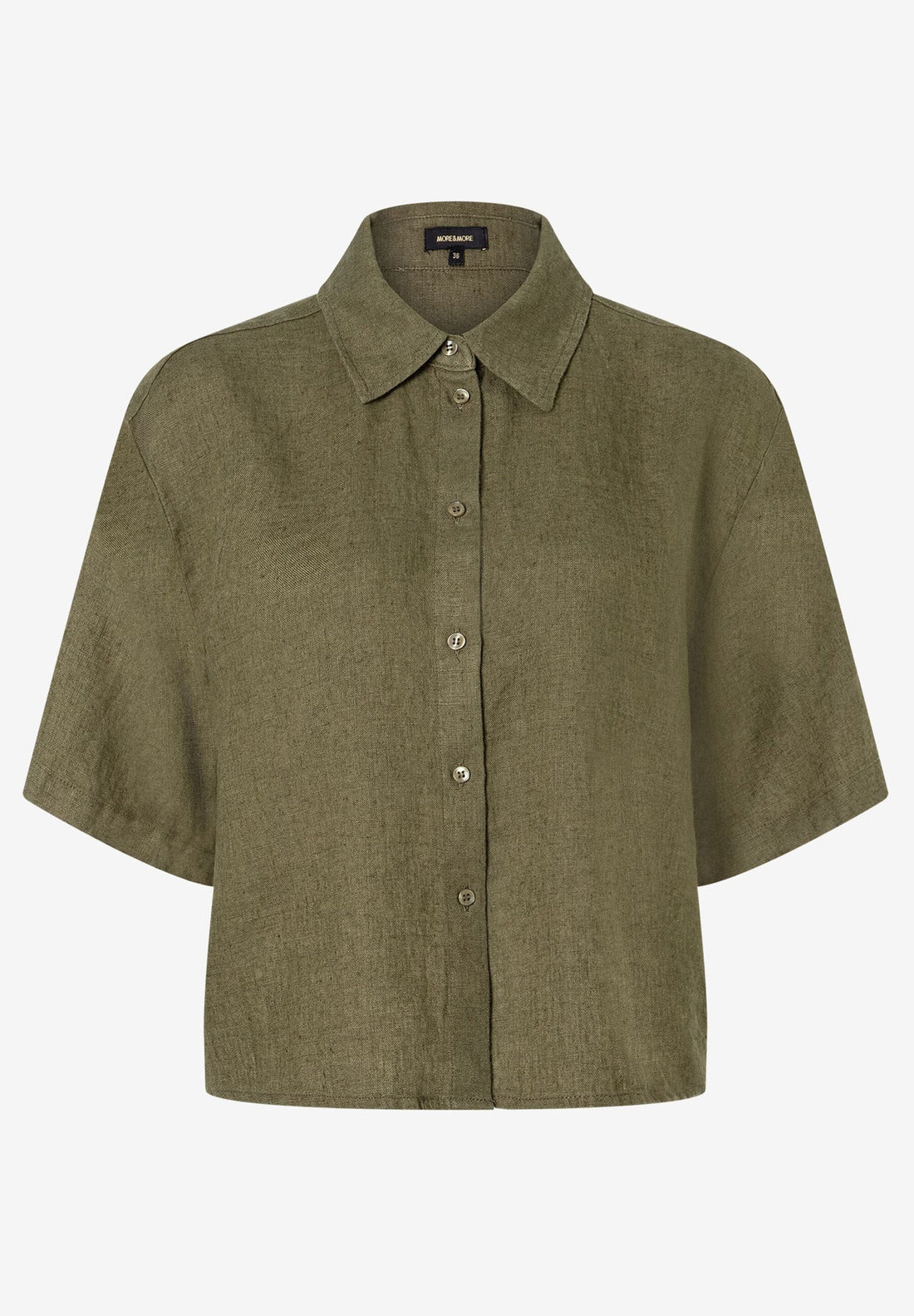 More & More_Tundra Olive Short Linen Blouse_51052000_0679_02
