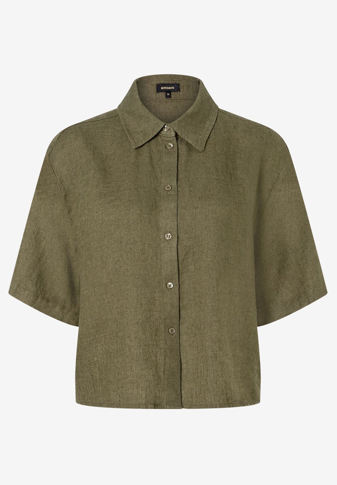 More & More_Tundra Olive Short Linen Blouse_51052000_0679_02