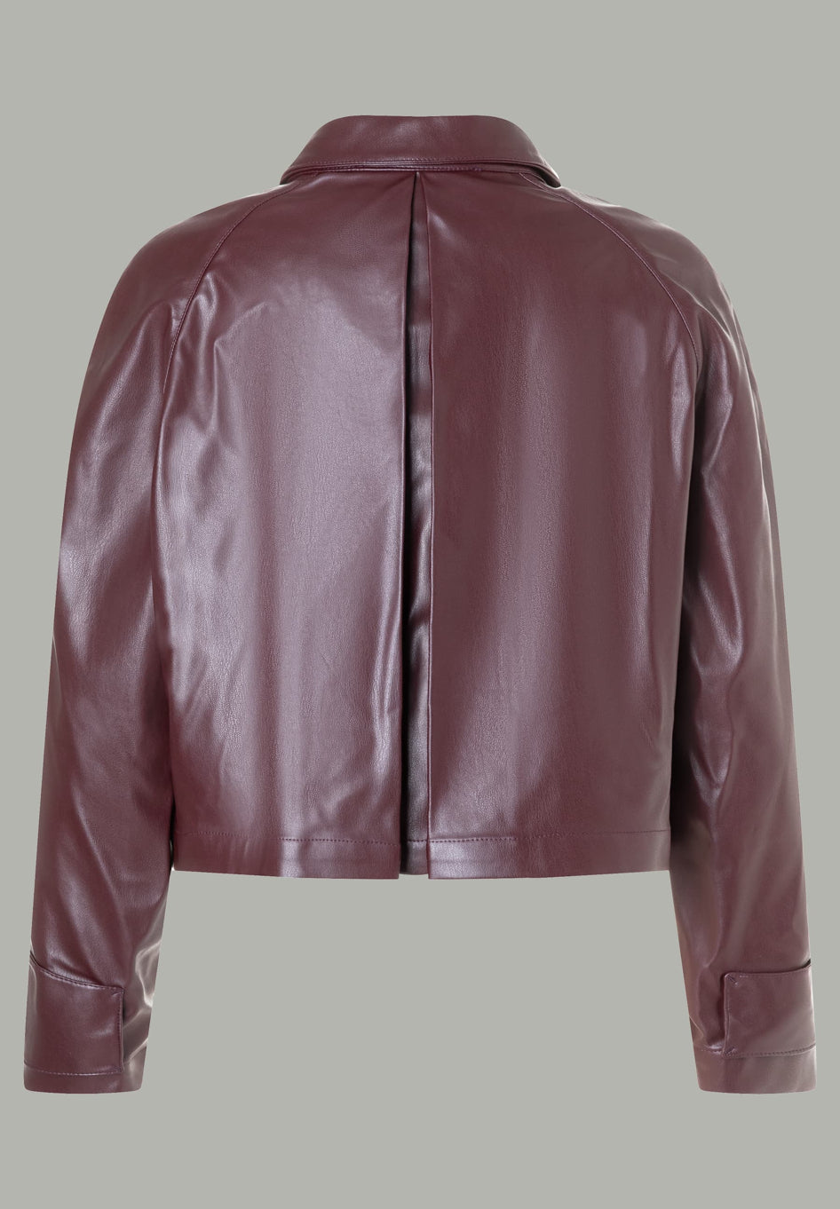 More & More_Dark Wine_Leatherette Short Raglan Jacket_51426094_0574_02