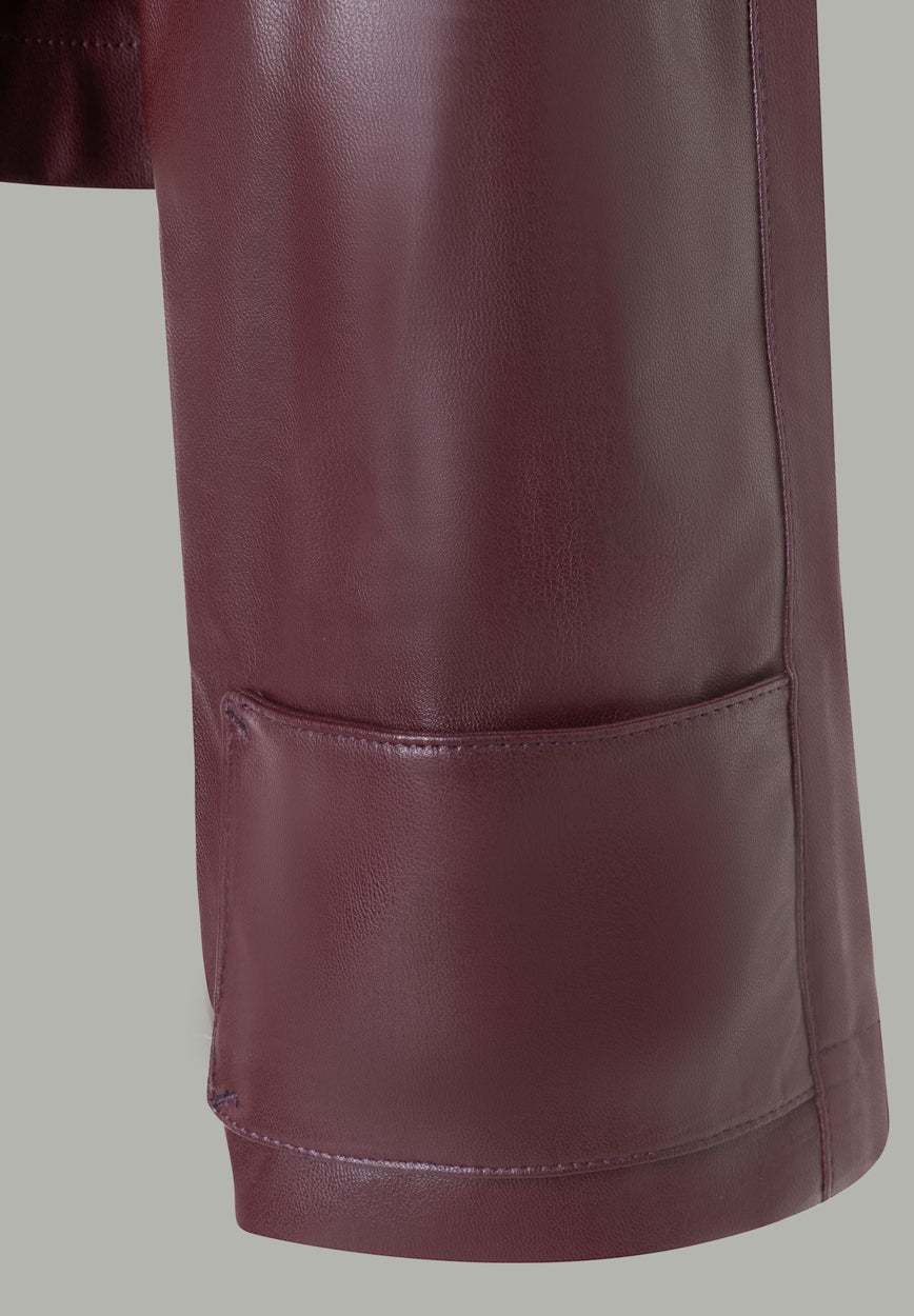 More & More_Dark Wine_Leatherette Short Raglan Jacket_51426094_0574_04