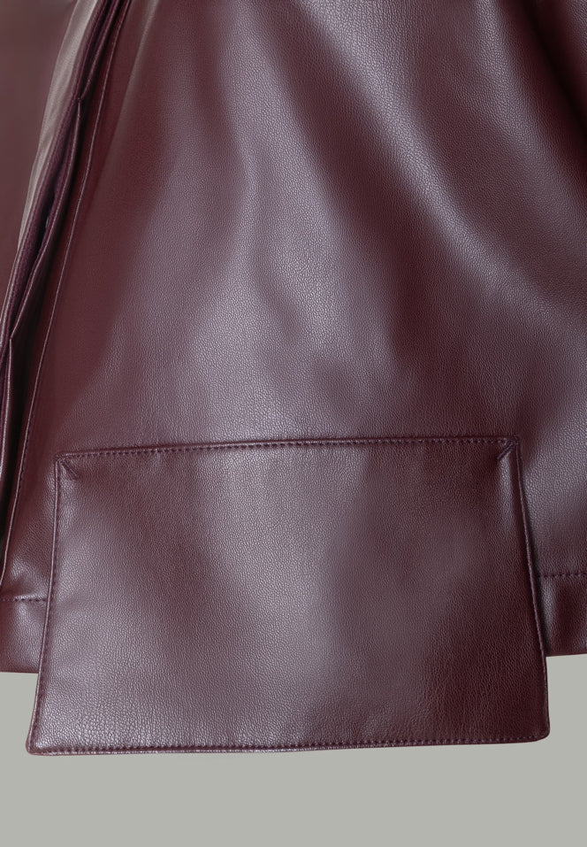 More & More_Dark Wine_Leatherette Short Raglan Jacket_51426094_0574_05