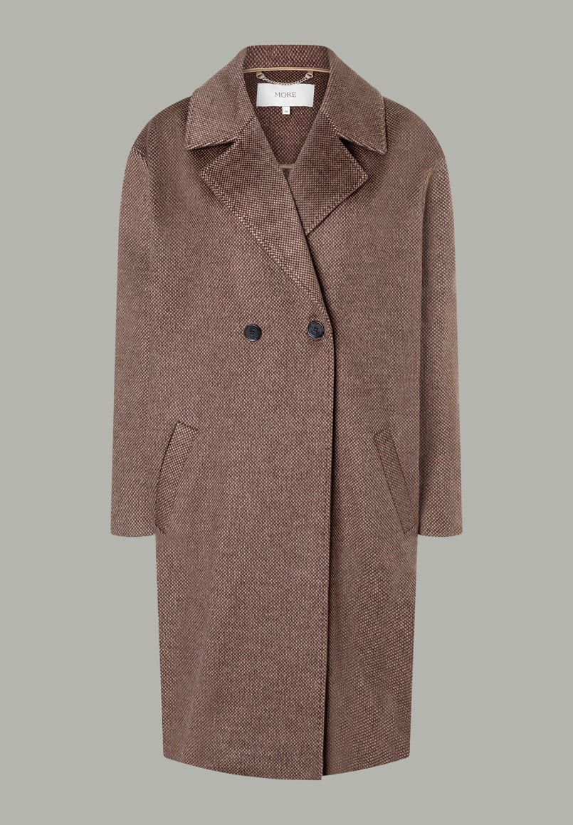 More & More_Camel With Black Check_Micro Check Fluffy Coat_51427091_2244_01