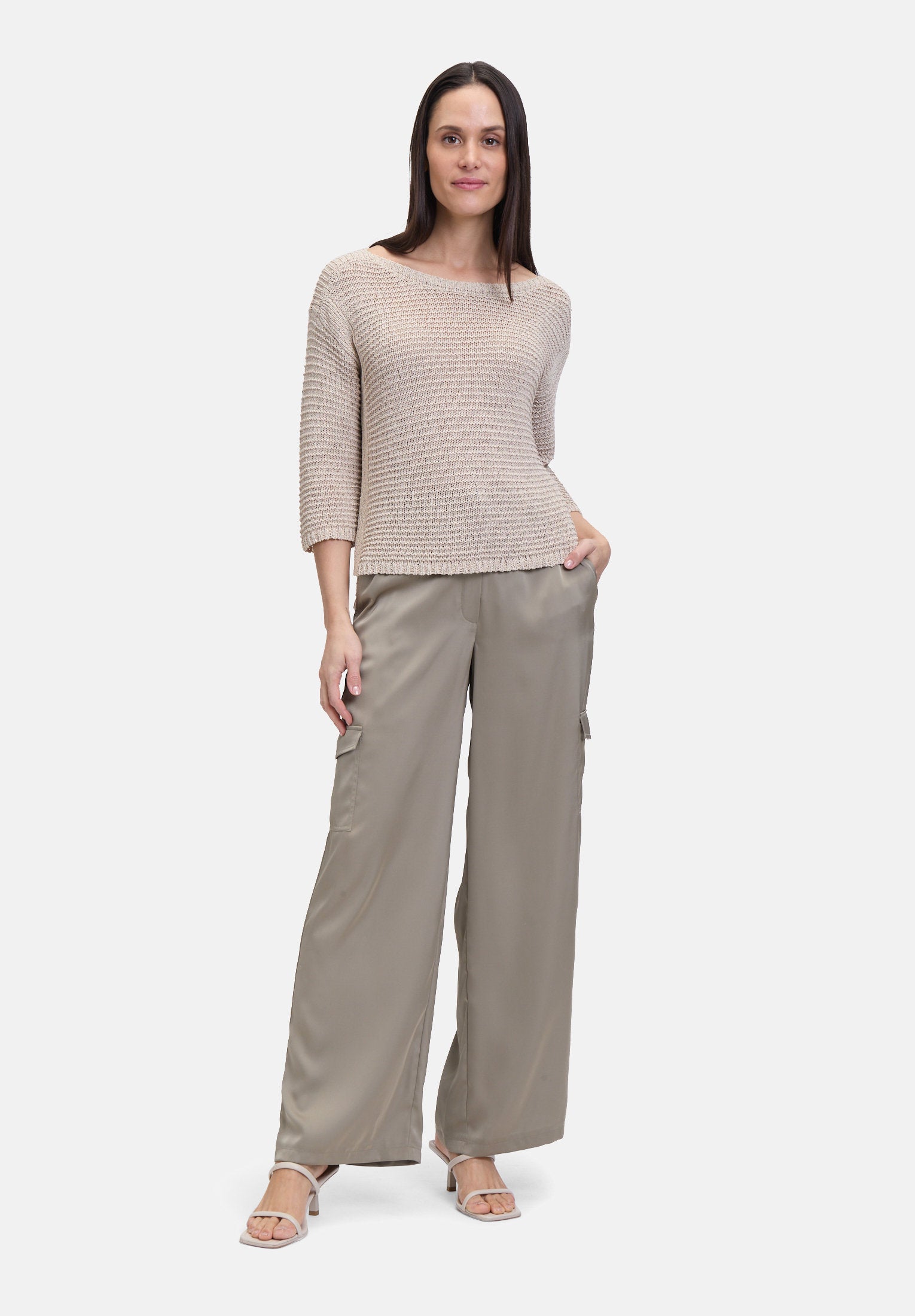 Betty Barclay_Chunky Knit Sweater with 3/4 Sleeves_5237-1147_1098_02