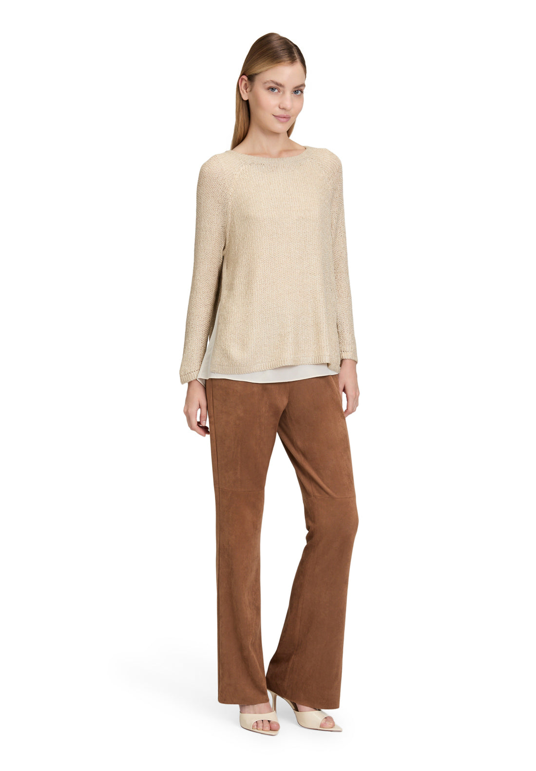 Betty Barclay_Pastel Sand_Knitted Pullover Short 3/4 Sleeve_5271-1429_9104_02