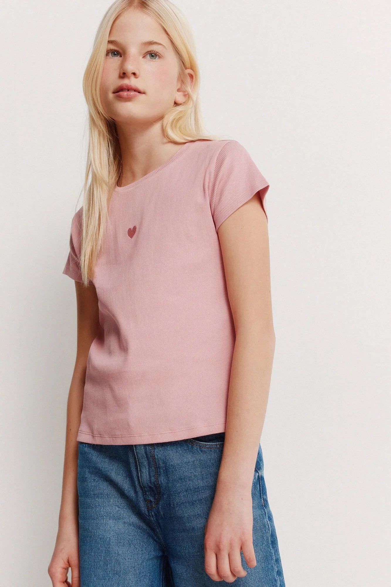 Springfield Pink Girls Ribbed Short Sleeve T-Shirt SKU: 5283086_71 Image 05