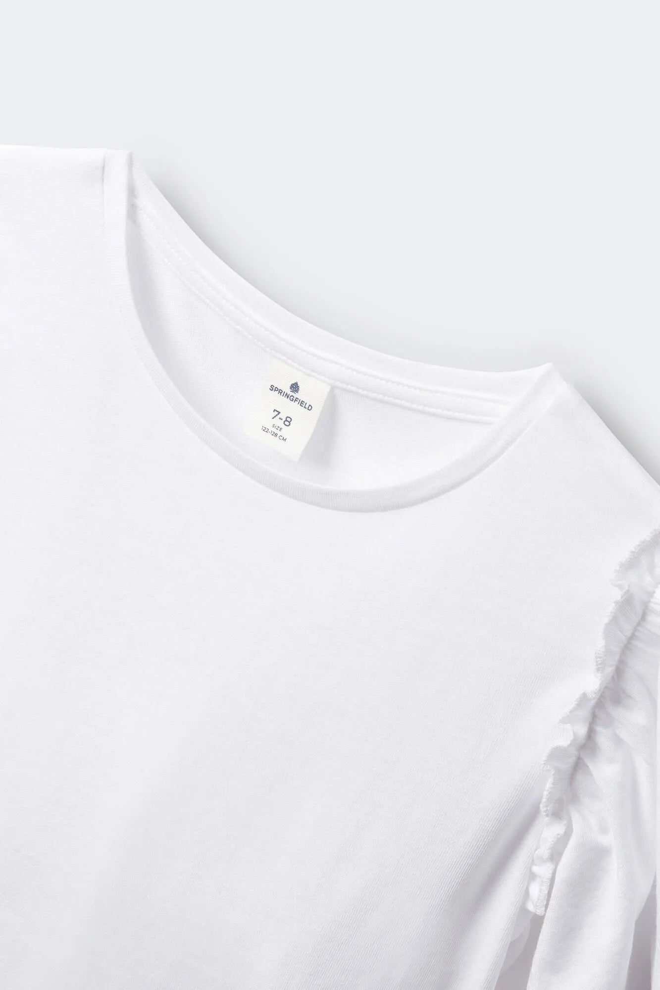 Springfield White Girls Ruffled Short Sleeve T-Shirt SKU: 5283089_96 Image 03