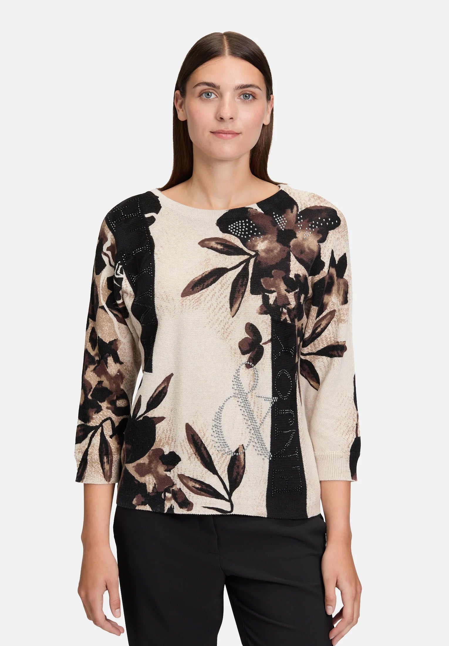 Betty Barclay_Beige/Brown_Batwing-Sleeve Knitted Sweater_5296-1559_7875_01