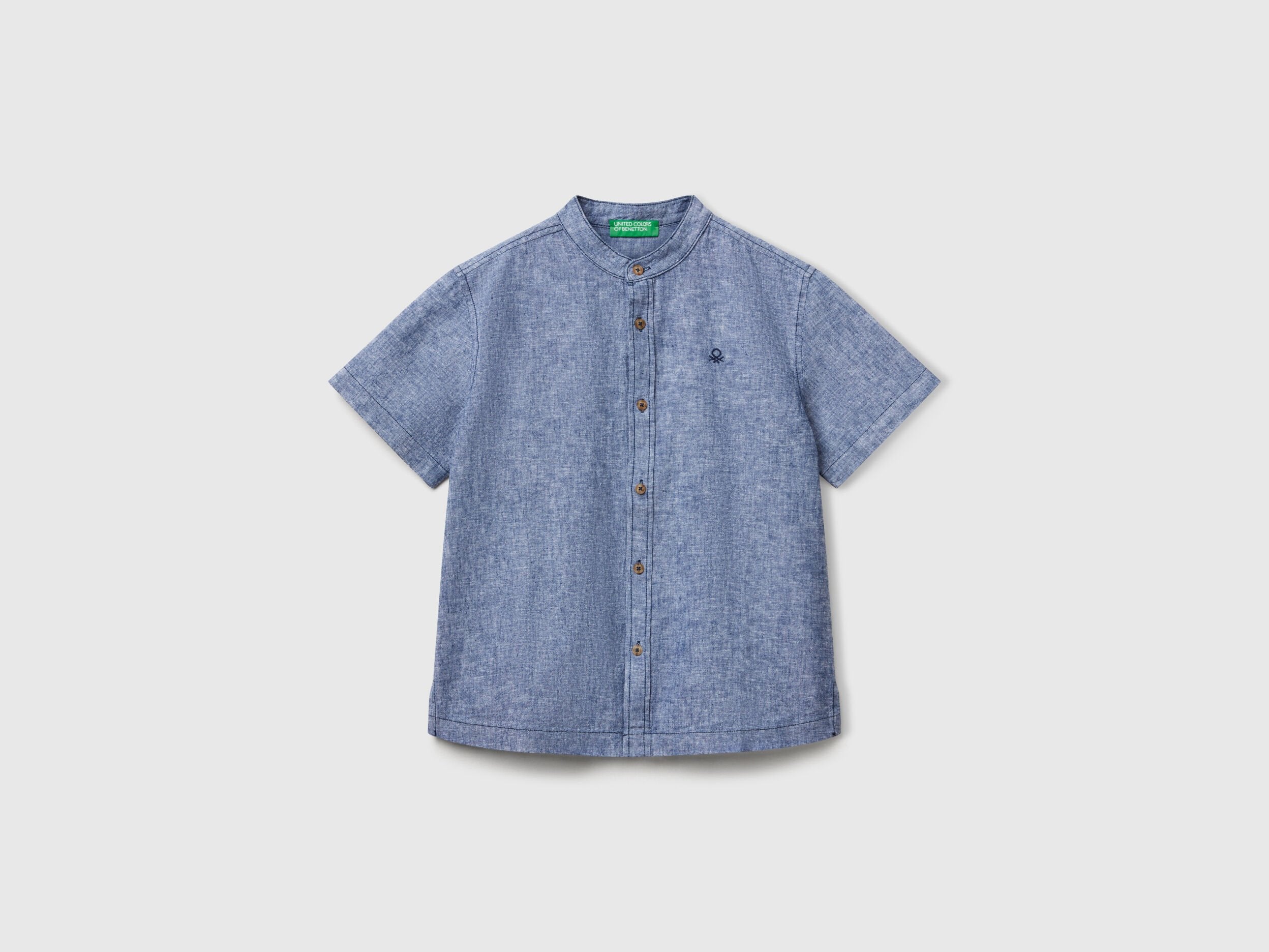 Benetton_Short Sleeve Mandarin Collar Shirt _52VMCQ03W_920_01