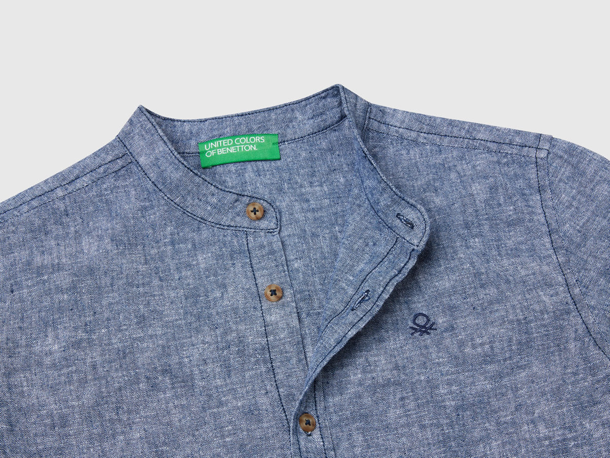 Benetton_Short Sleeve Mandarin Collar Shirt _52VMCQ03W_920_03