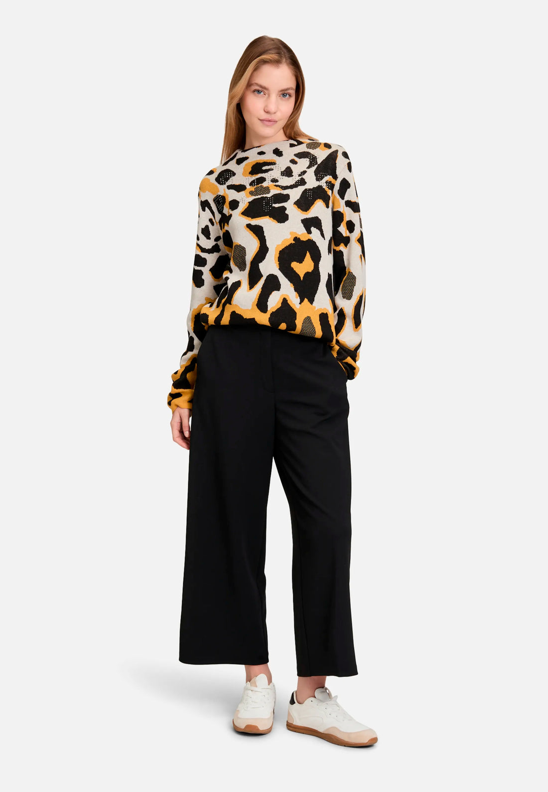 Betty Barclay_Patch Beige/Yellow_Knit Sweater with Jacquard_5324-1599_7921_02