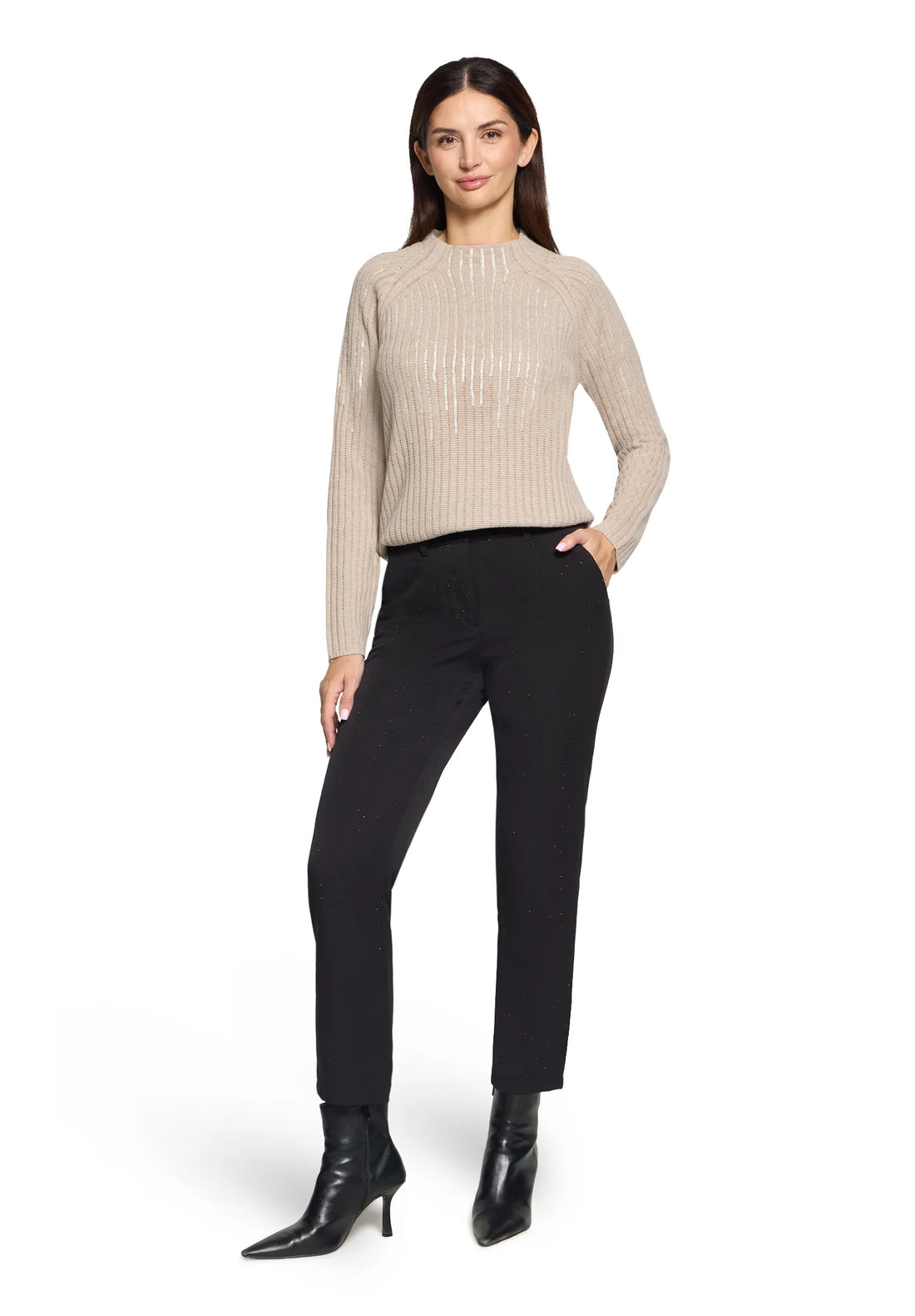 Betty Barclay_Taupe Melange_Knit Jumper_5329-1606_7714_02