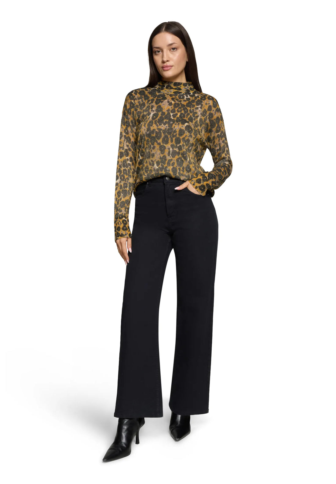 Betty Barclay_Taupe/Yellow_Fine Knit Sweater with Lurex Thread_5338-1639_7822_02