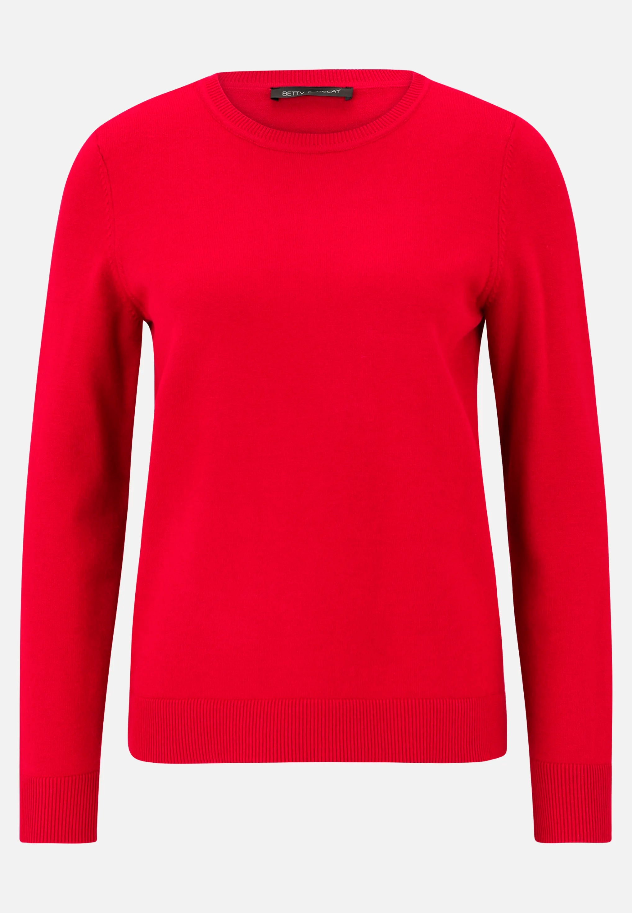 Betty Barclay_Red Scarlet_Basic Knit Sweater with a Round Neck_5342-2907_4635_04