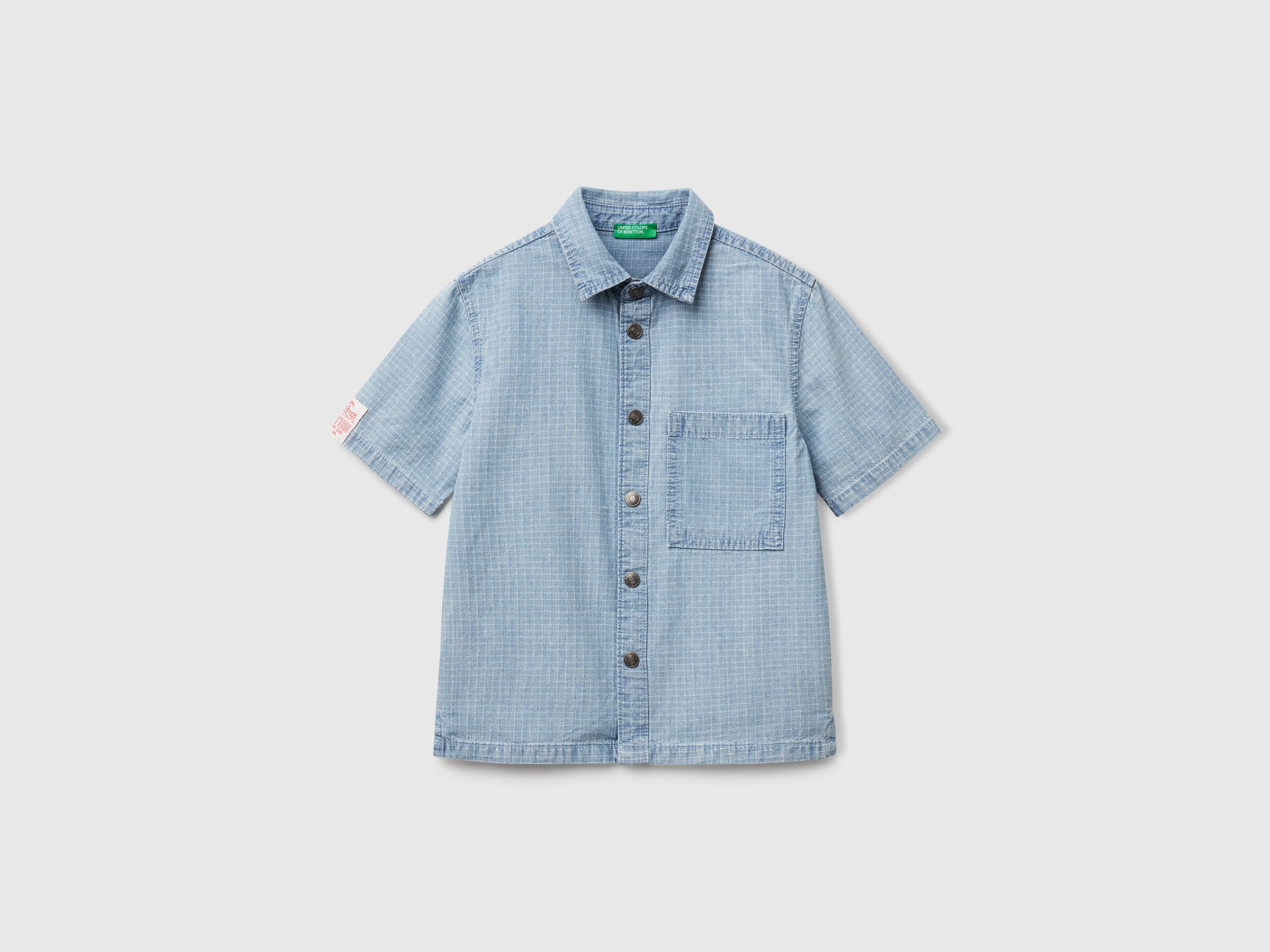 Benetton_Check Shirt in Pure Cotton_53Z9GQ02P_902_01