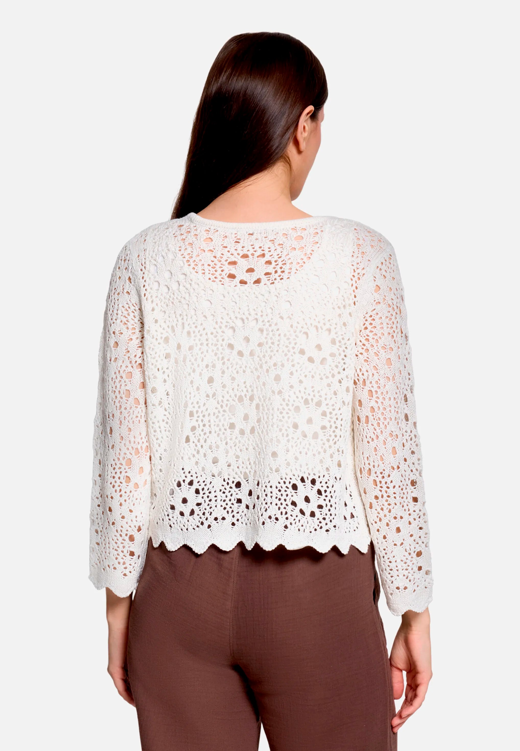 Betty Barclay Offwhite Women Summer Cardigan with 3/4 Sleeves SKU: 5452-2017_1014 Image 03