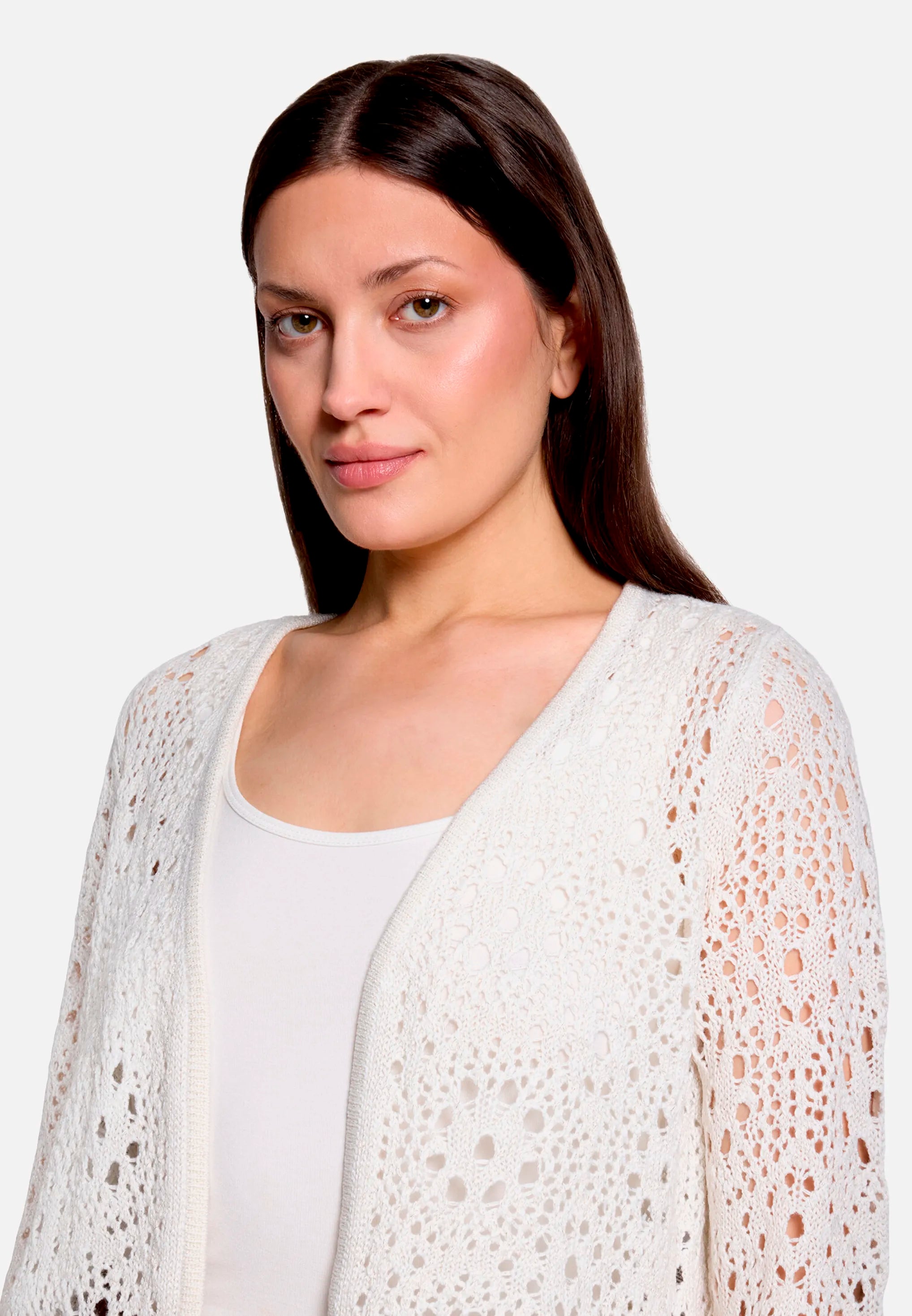 Betty Barclay Offwhite Women Summer Cardigan with 3/4 Sleeves SKU: 5452-2017_1014 Image 06