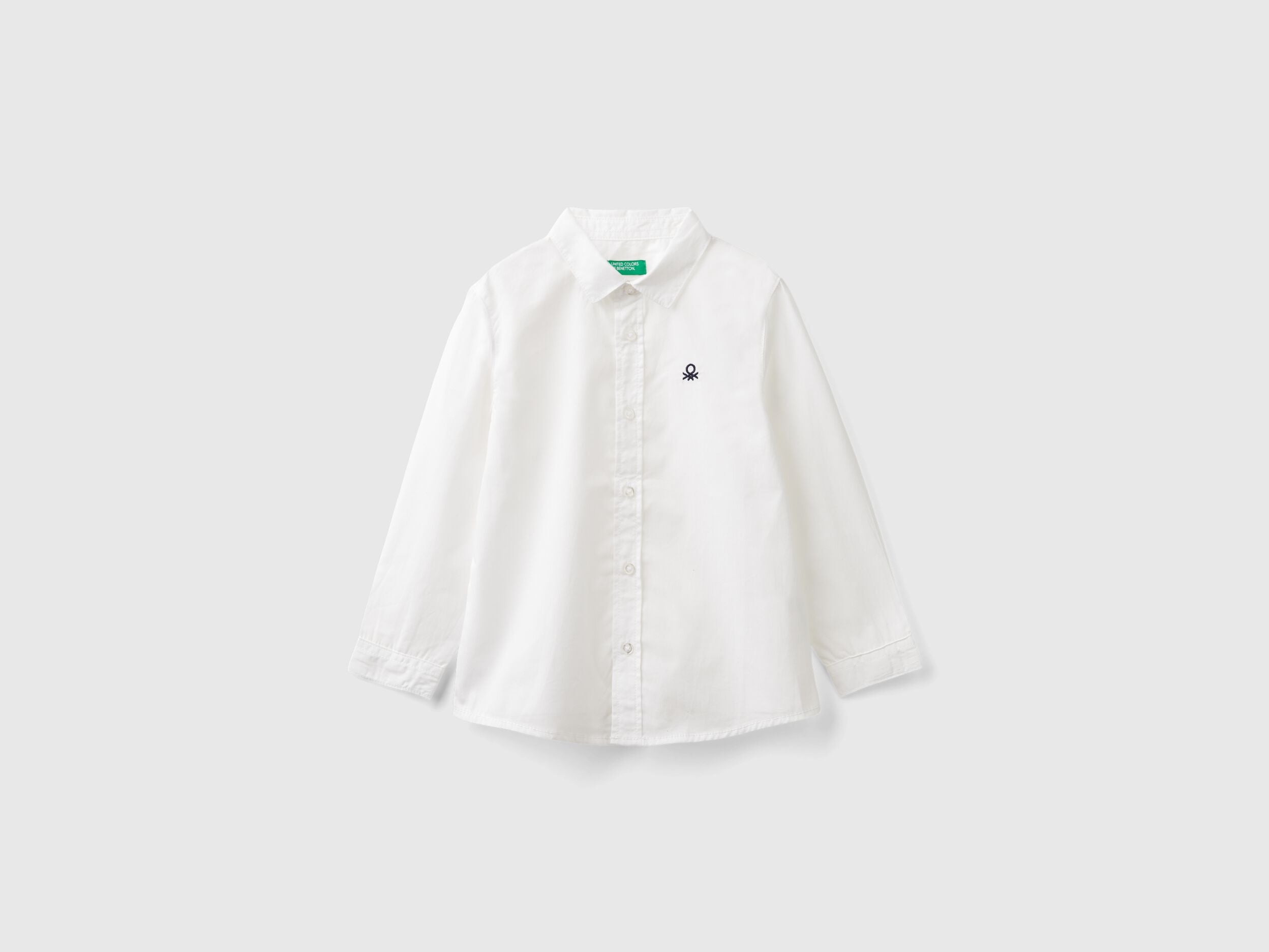 Benetton_White_White Shirt in Pure Cotton_54AZGQ00J_101_01