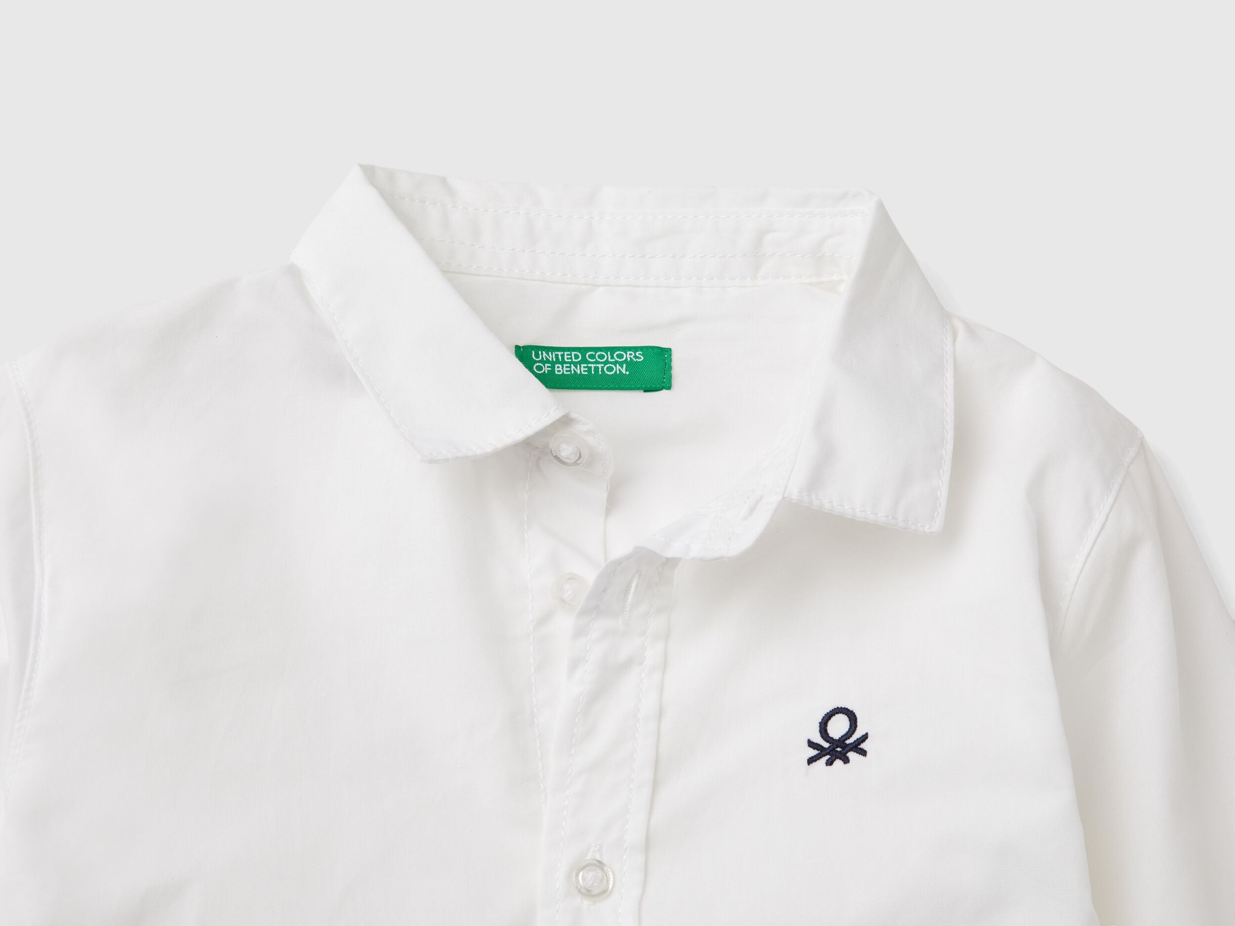 Benetton_White_White Shirt in Pure Cotton_54AZGQ00J_101_03