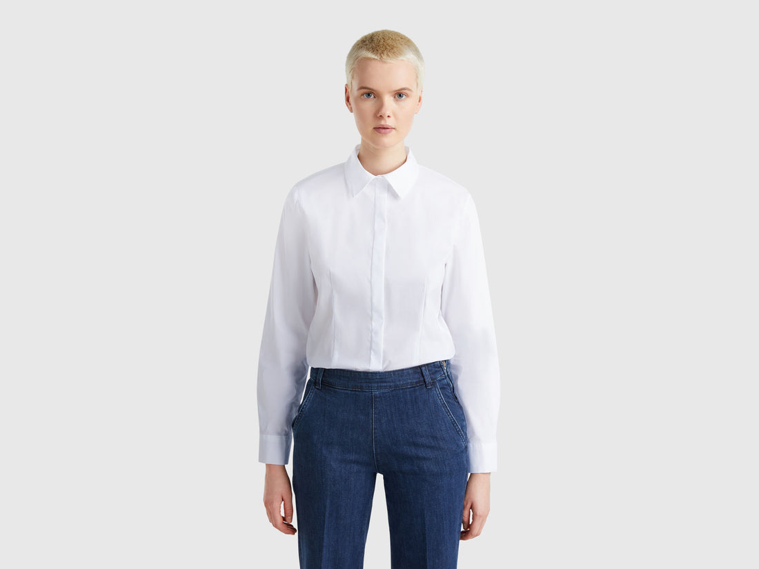 Benetton_Shirt in Stretch Cotton Blend_54KXDQ03B_101_02