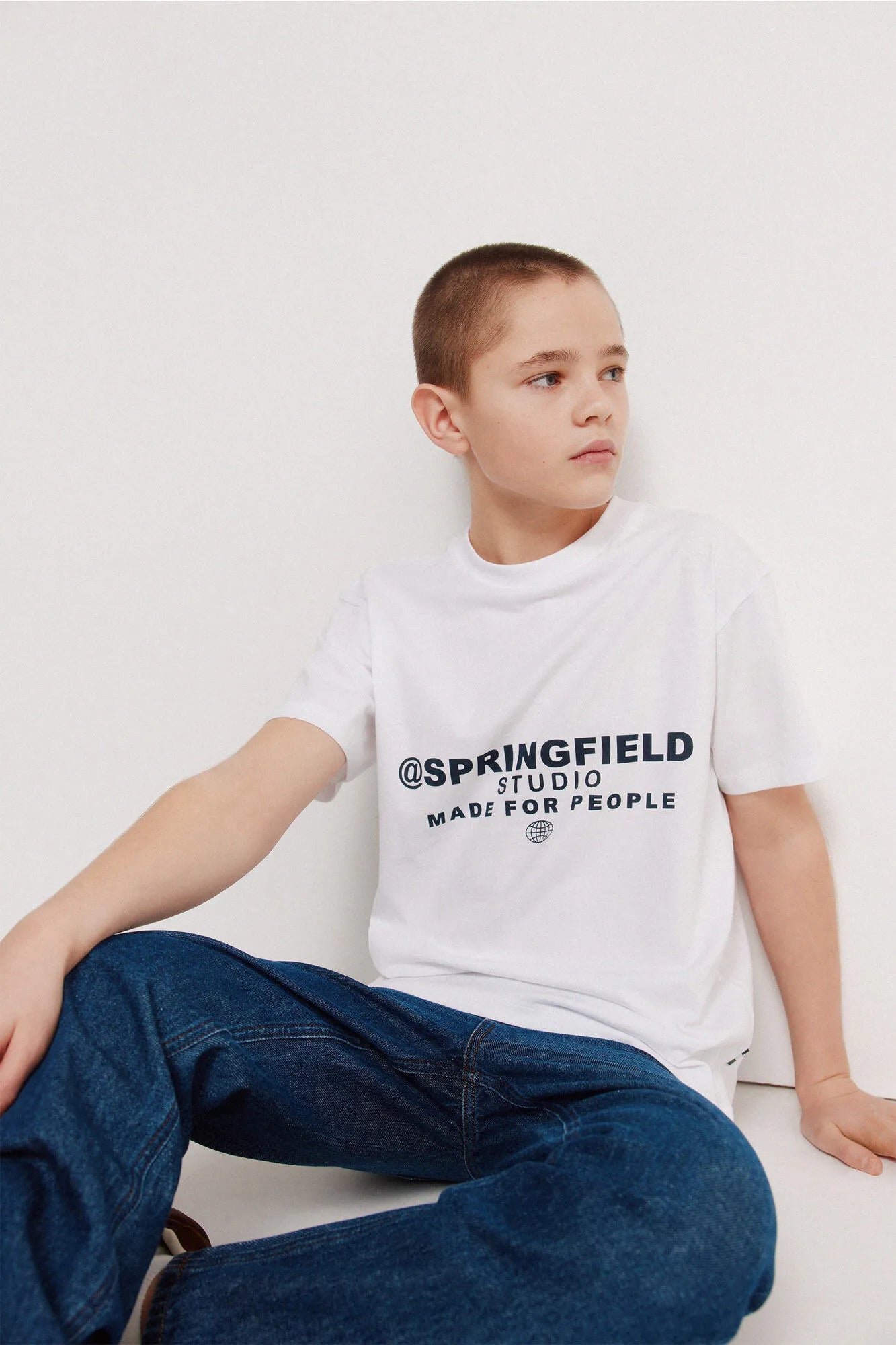 Springfield White Boys Boxy Short Sleeve T-Shirt SKU: 5653271_99 Image 01