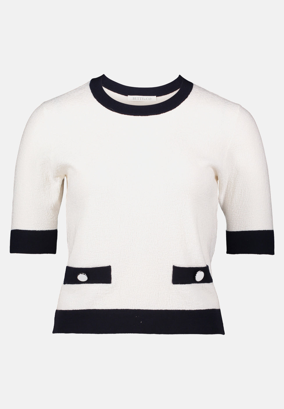 Betty Barclay_Cream/Dark Blue_Fine Knit Round Neck Sweater_5886-3077_1883_05